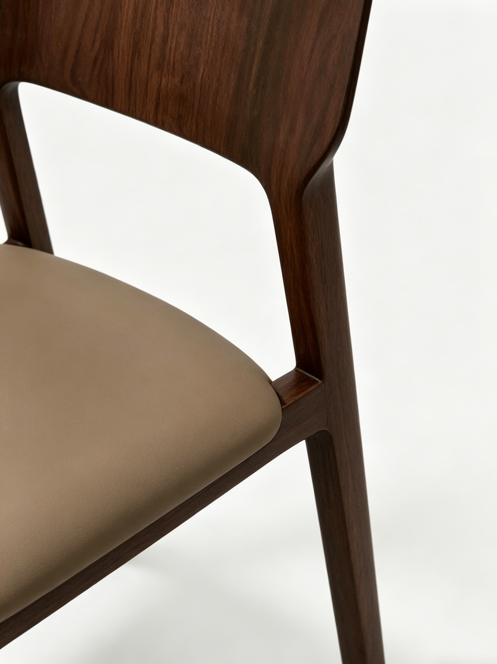 LORO Solid Black Walnut Leather Dining Chair