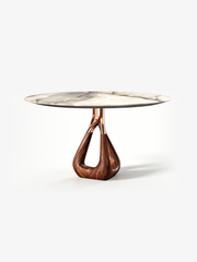 RHEA Marble & Walnut Sculptural Dining Table