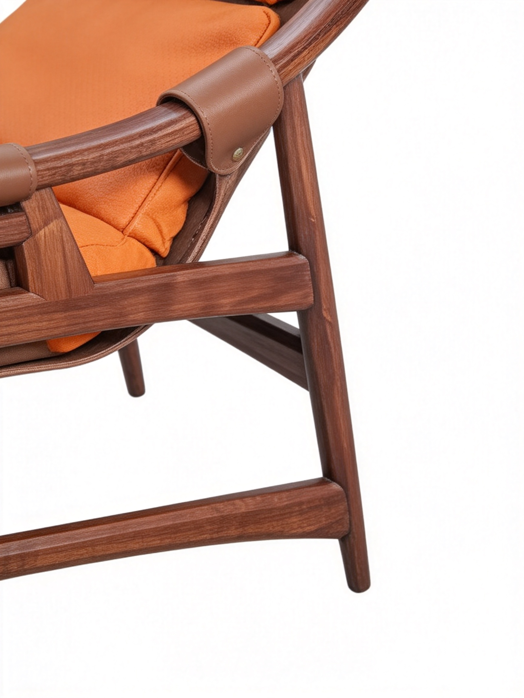 KING Solid Black Walnut & Leather Lounge Chair with Ottoman