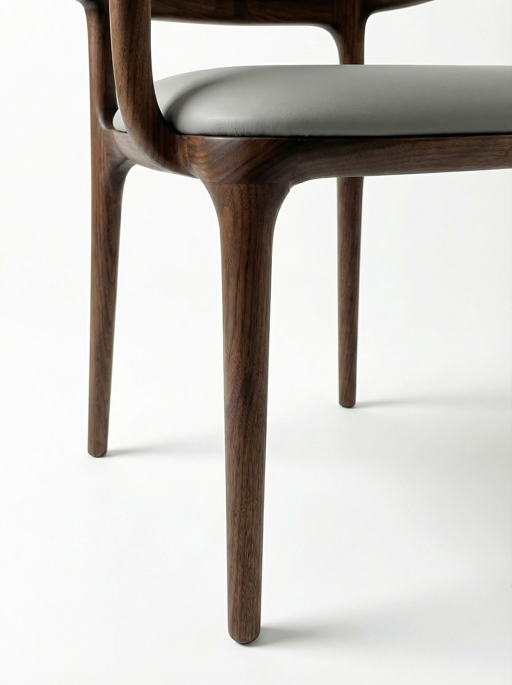 STELLA Black Walnut Vegan Leather Dining Chair with Armrests