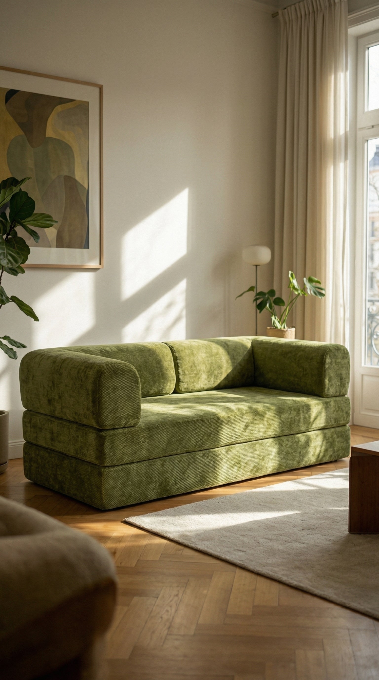 OLIVA Instant Bloom Olive Green 3-Seater  Sofa Bed