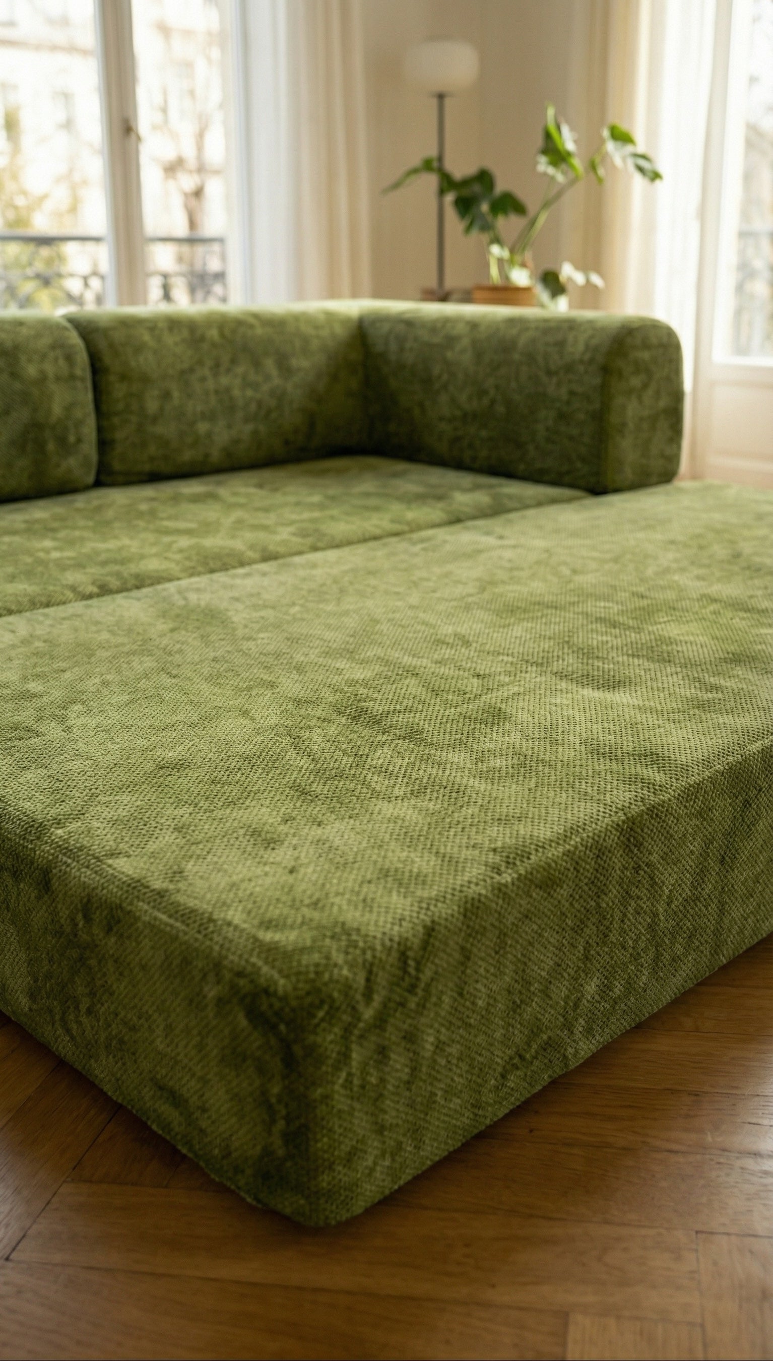 OLIVA Instant Bloom Olive Green 3-Seater  Sofa Bed