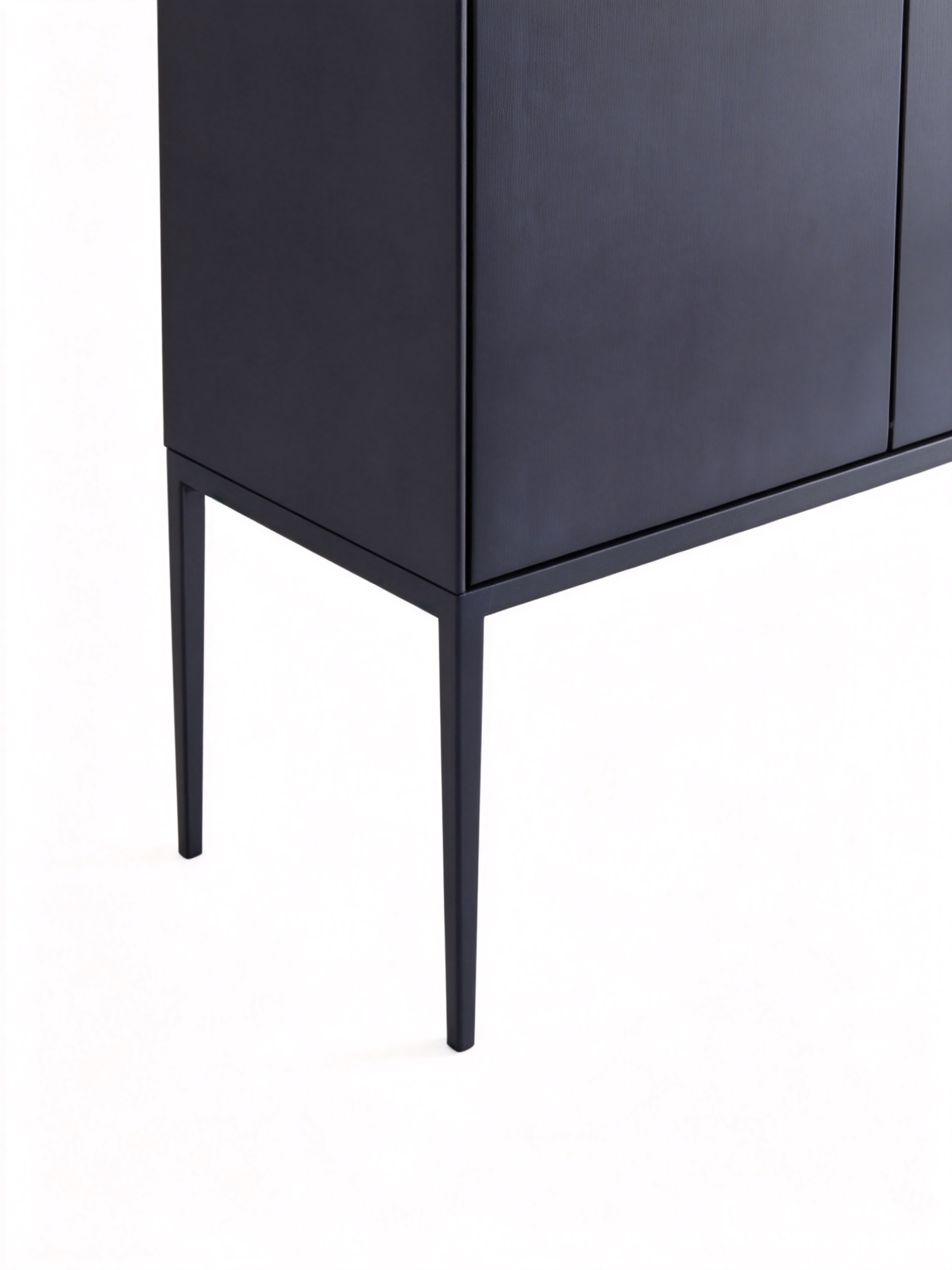NOCTIS Dark Blue Lacquered Wine Cabinet with Stainless Steel Base