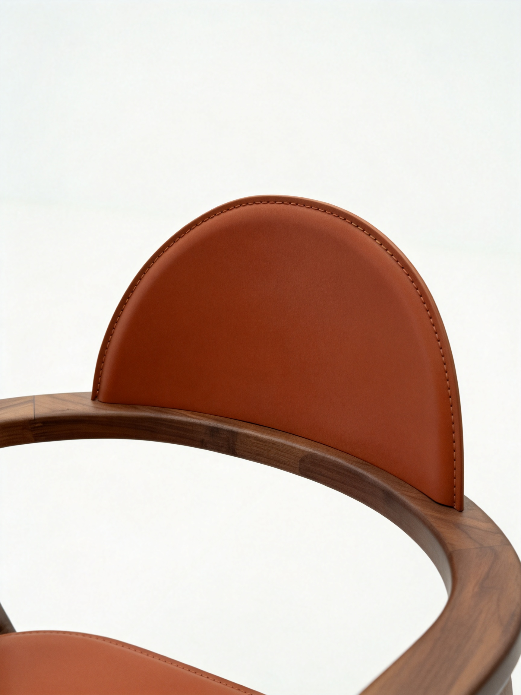 ORLA Walnut Saddle Leather Dining Chair with Armrests