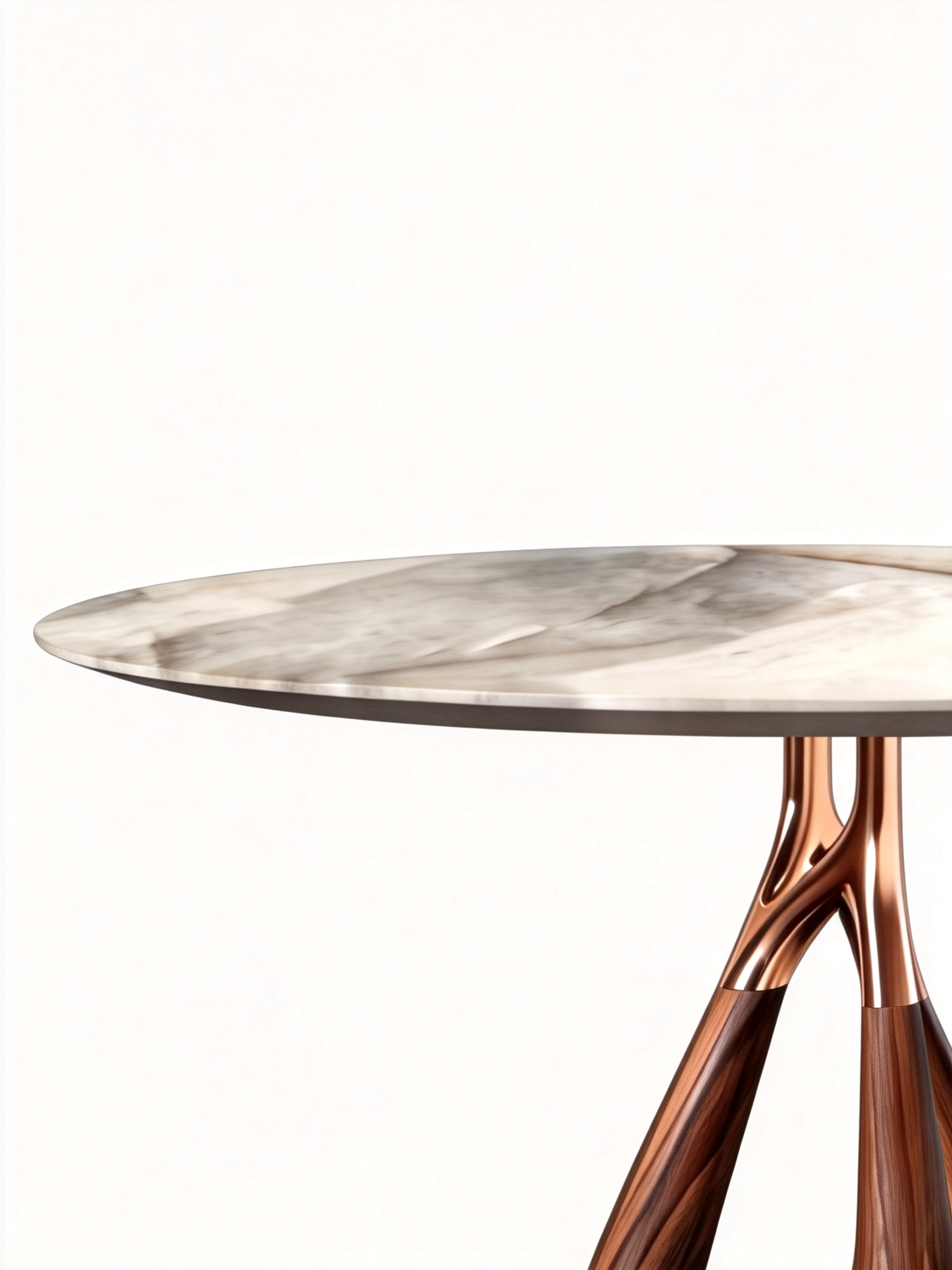 RHEA Marble & Walnut Sculptural Dining Table