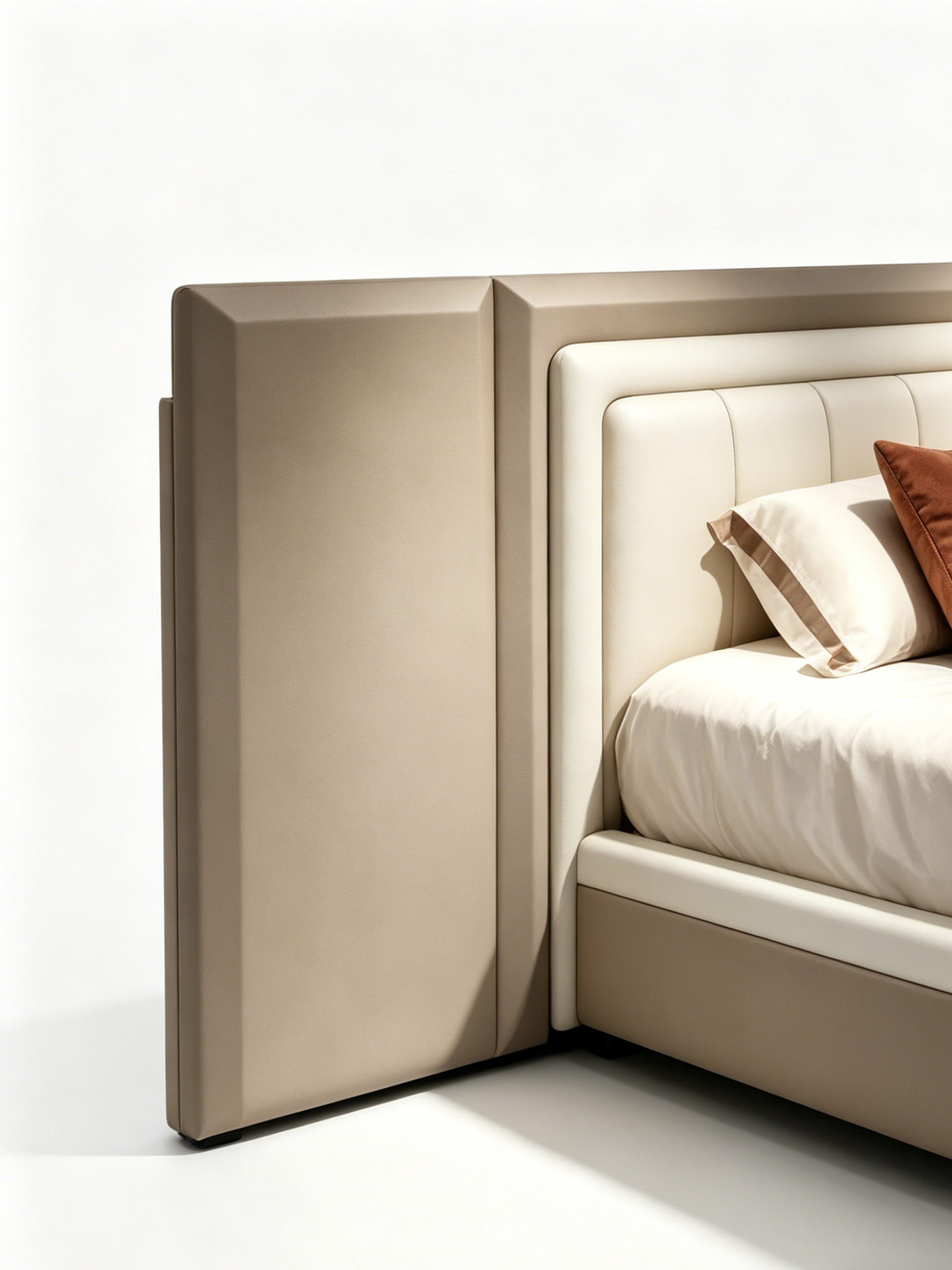 Deco Luxury Genuine Leather & Solid Wood Bed