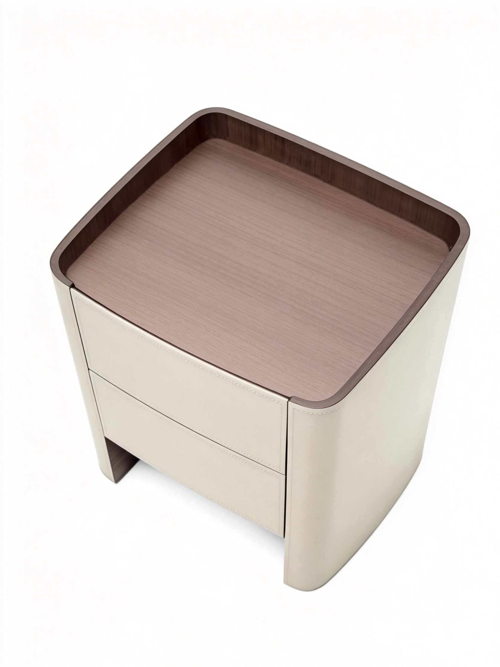 SADDLE Two-Drawer Bedside Table with Saddle Leather Finish