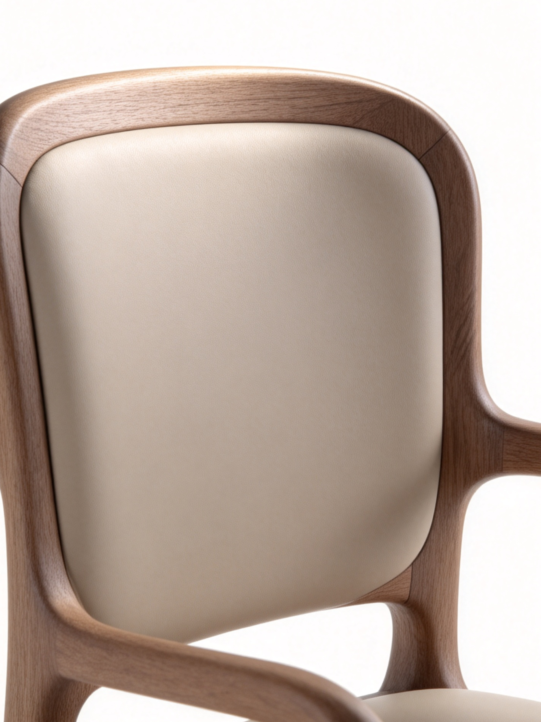 STELLA Black Walnut Genuine Leather Dining Chair with Armrests