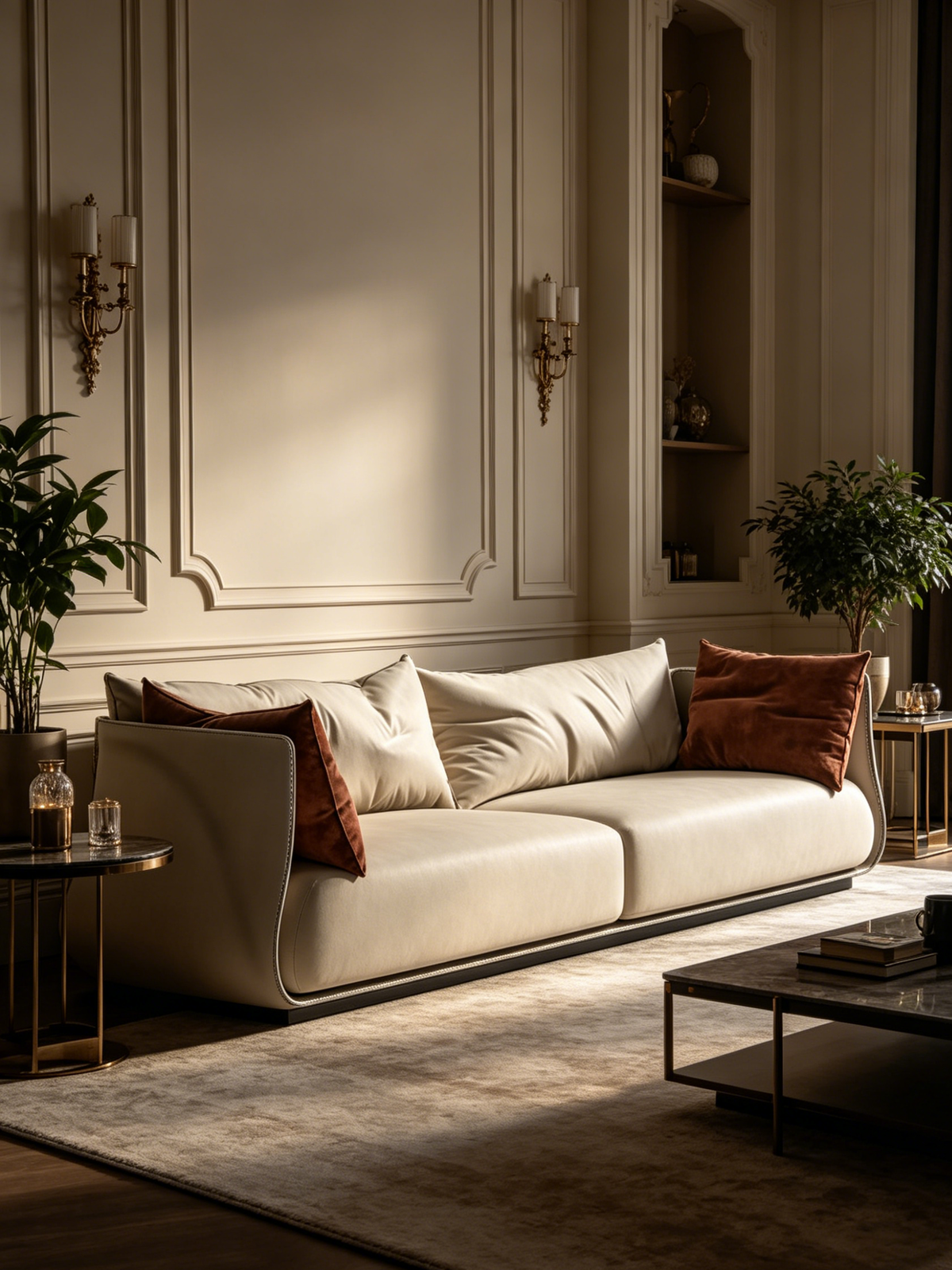 VELLUM Saddle Leather & Feather-Filled Sofa