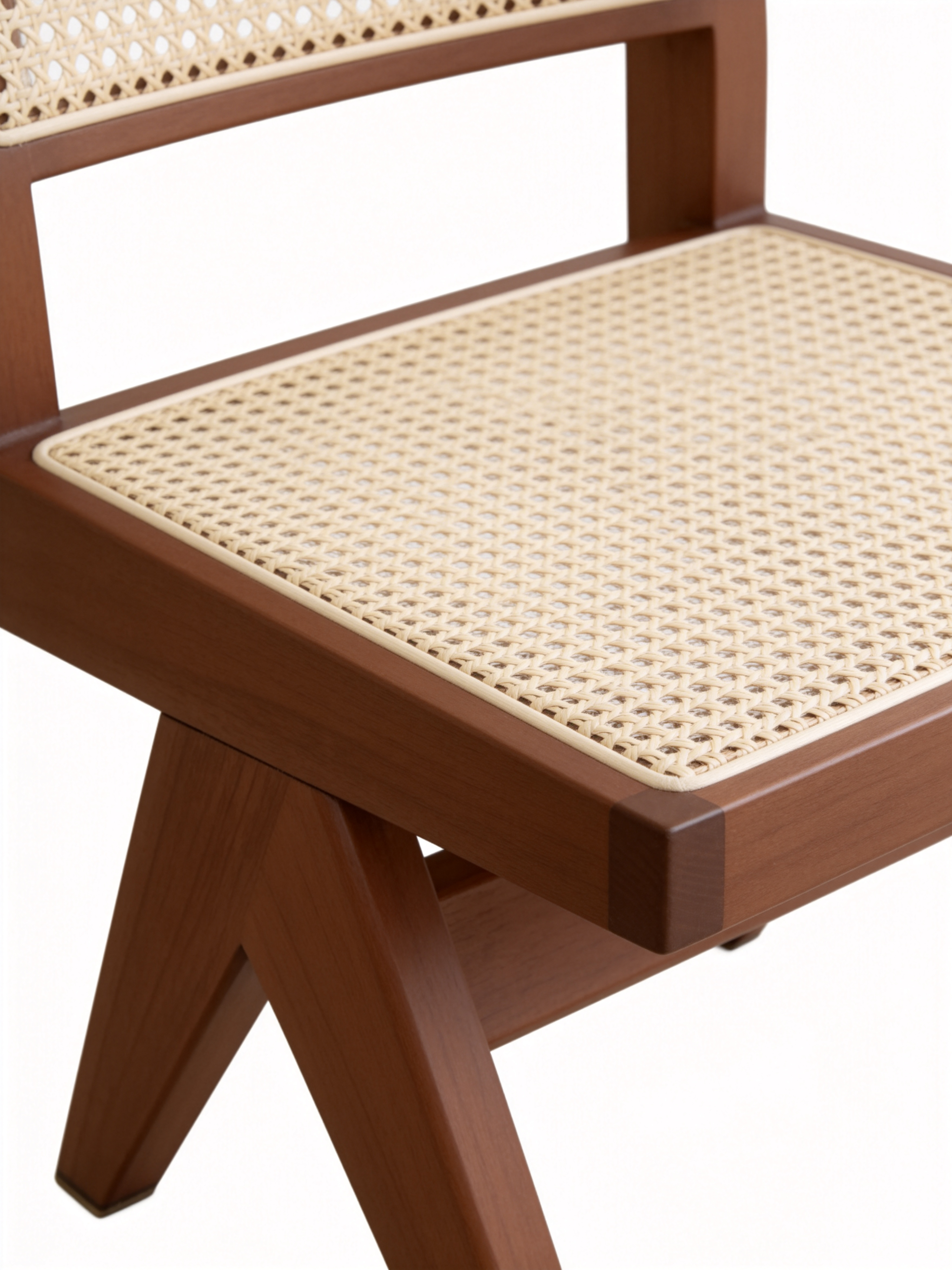 SERATA Walnut Rattan Dining Chair