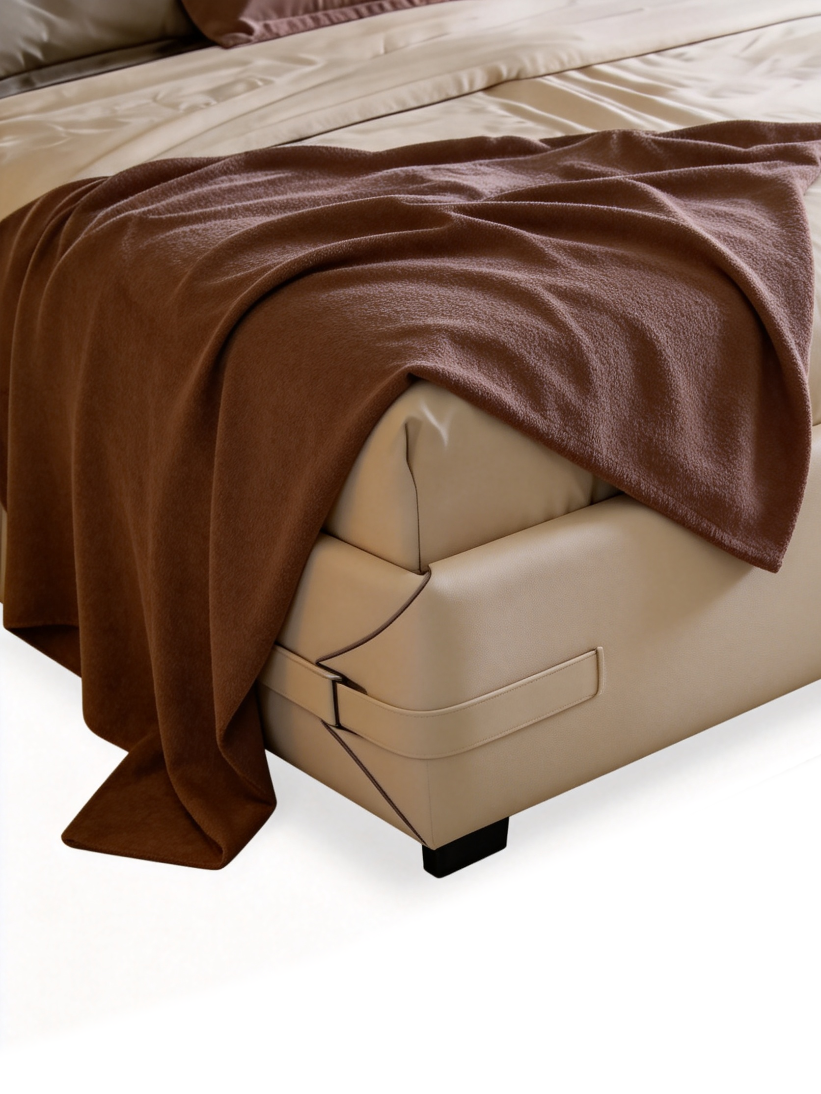 Soffio Luxury Genuine Leather & Solid Wood Bed
