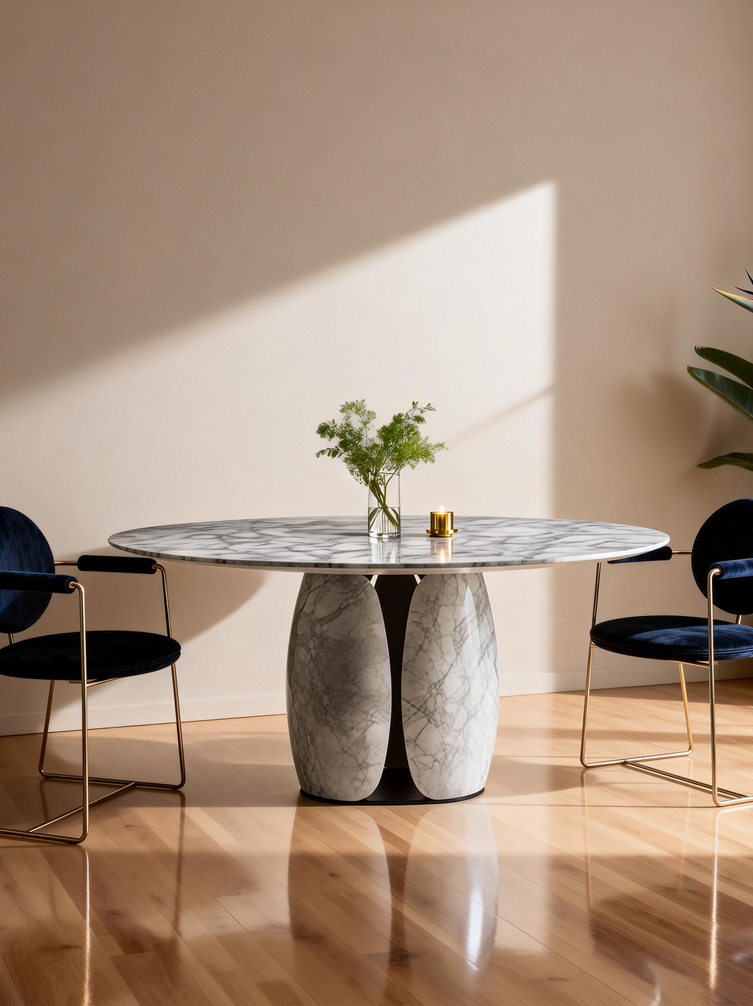 CELIA Picasso Marble Round Dining Table