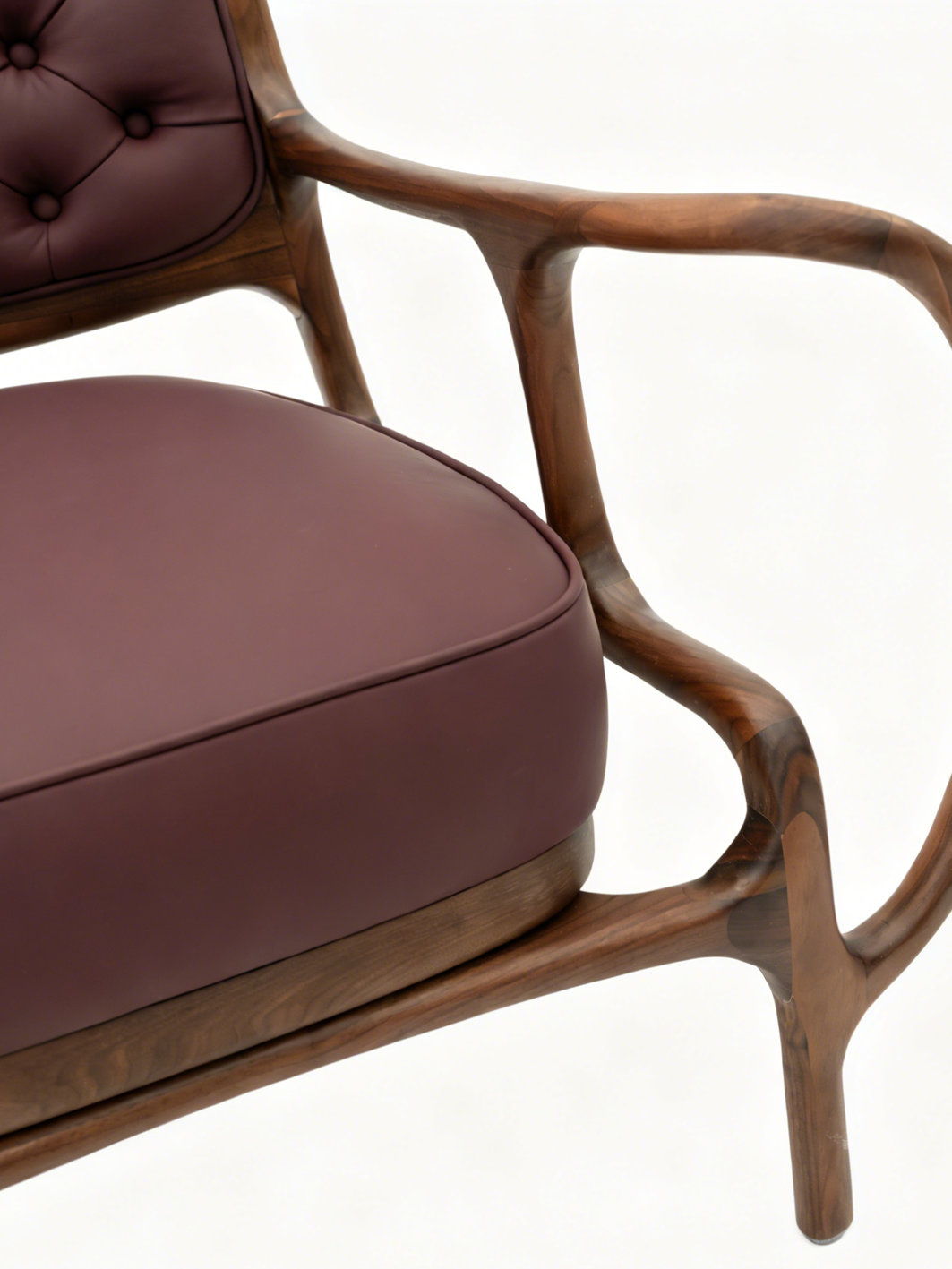 HYMN Solid Black Walnut & Quilted Leather Lounge Chair