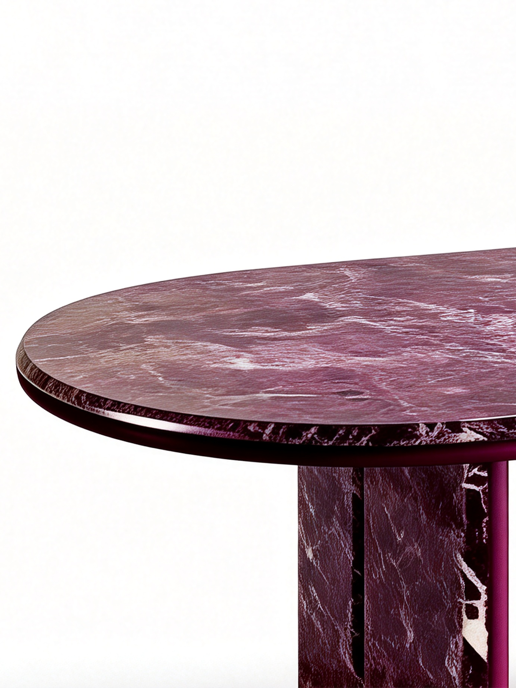 PERSE Violet Red Marble Dining Table with Gloss Black Titanium Base