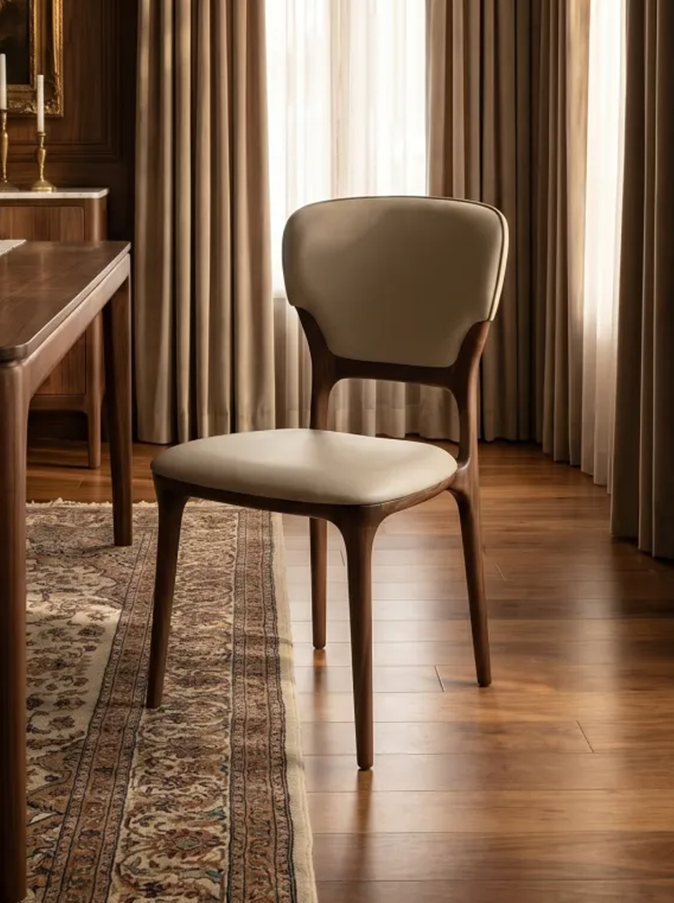STELLA Black Walnut Vegan Leather Dining Chair