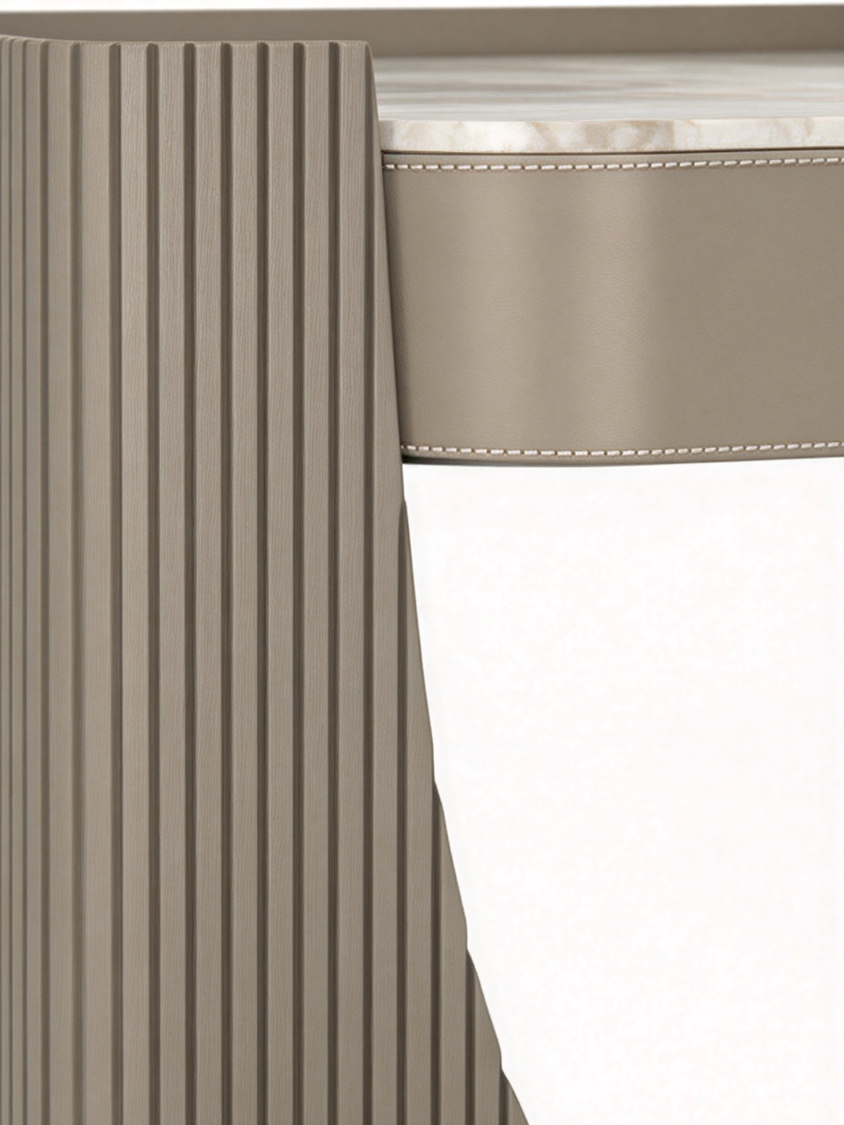 LUMI Marble Top Bedside Table with Gloss Metal Lacquer and Saddle Leather