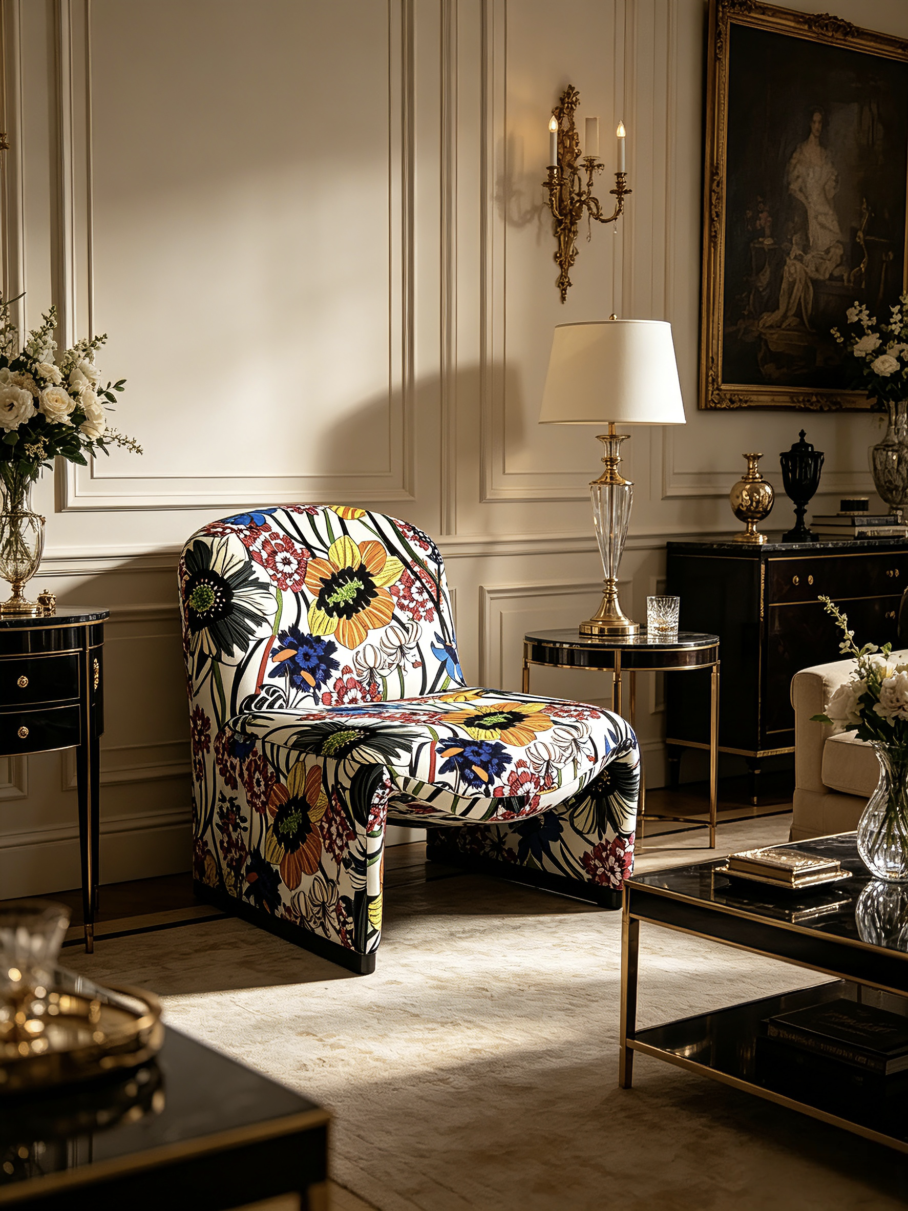 FIORE Floral Slipper Lounge Chair