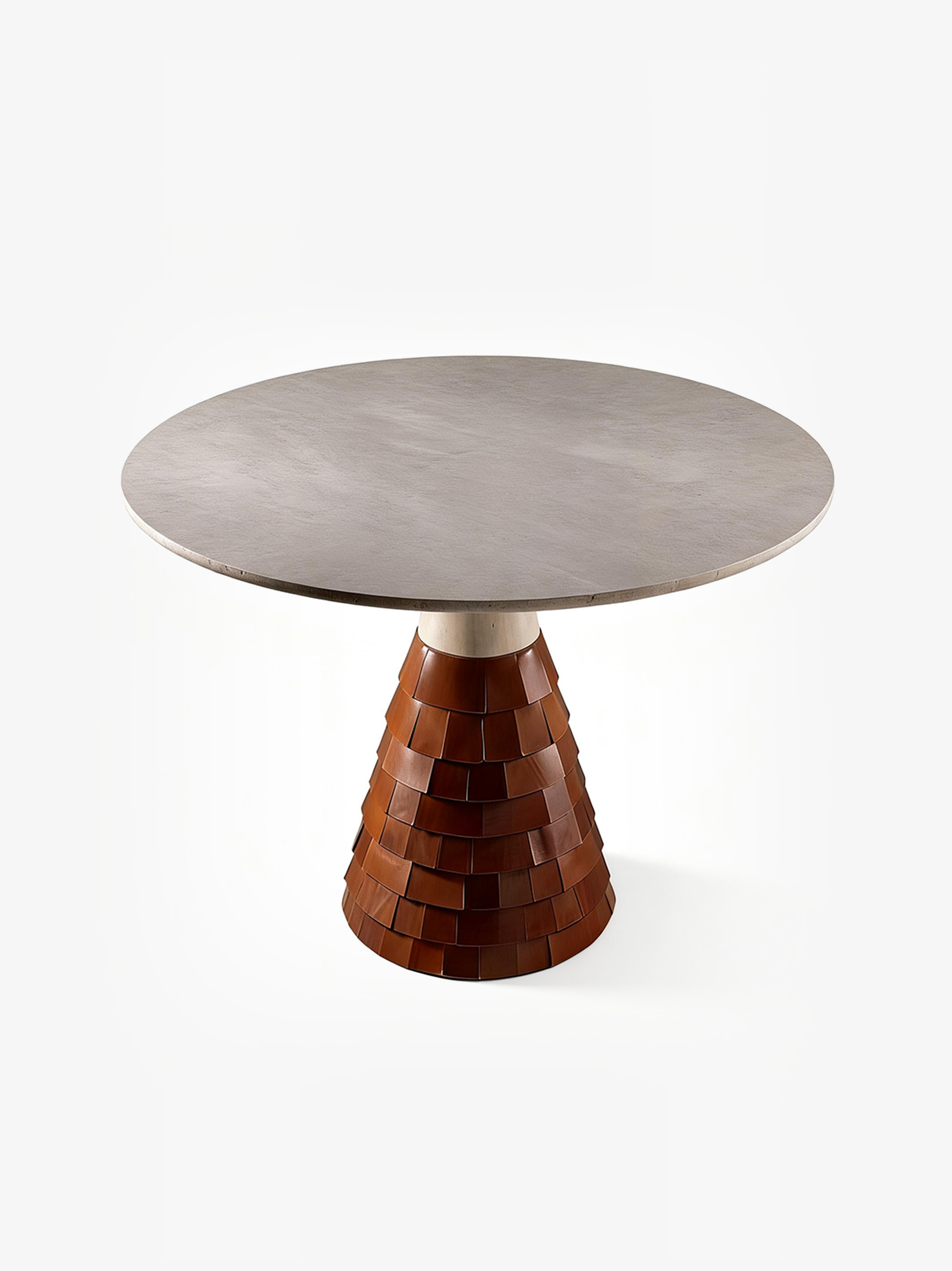 Selene Marble & Saddle Leather Round Dining Table