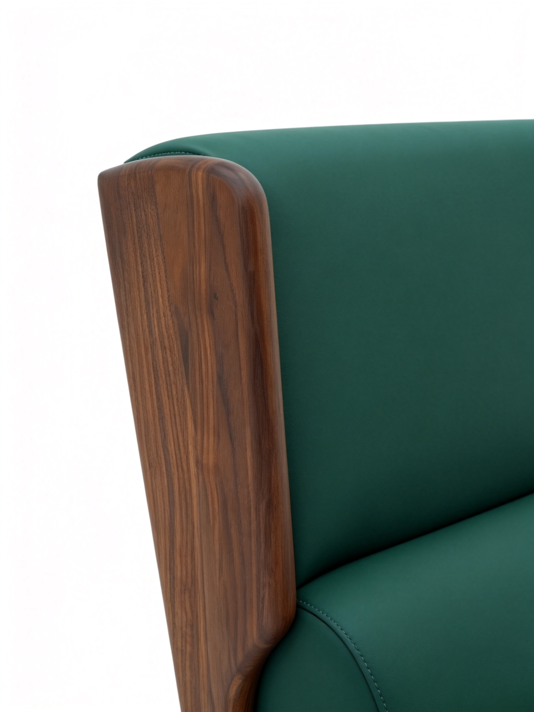 Modern High-Back Black Walnut Leather Accent Chair