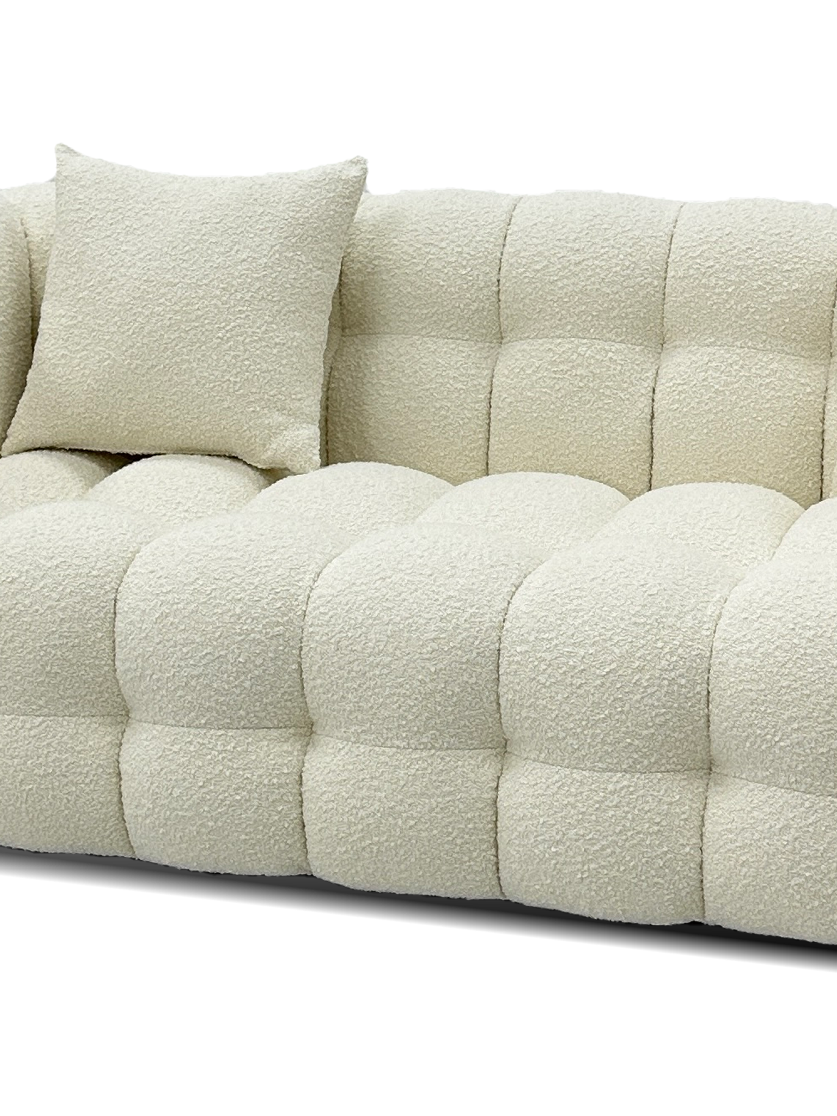 CALDO 3-Seater Grid-Tufted Teddy Sofa