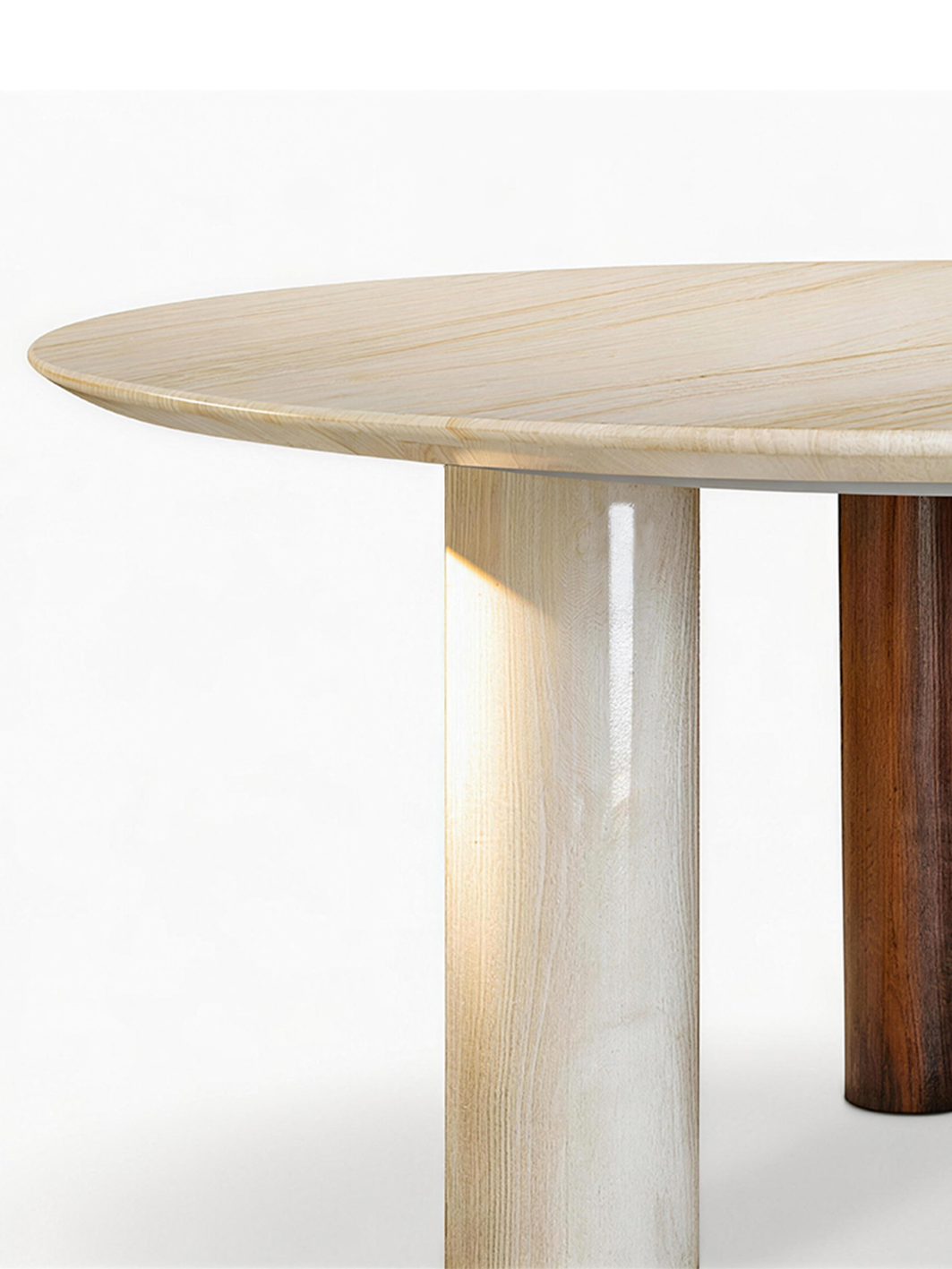 FORMA White Marble & Walnut Ash Wood Round Dining Table