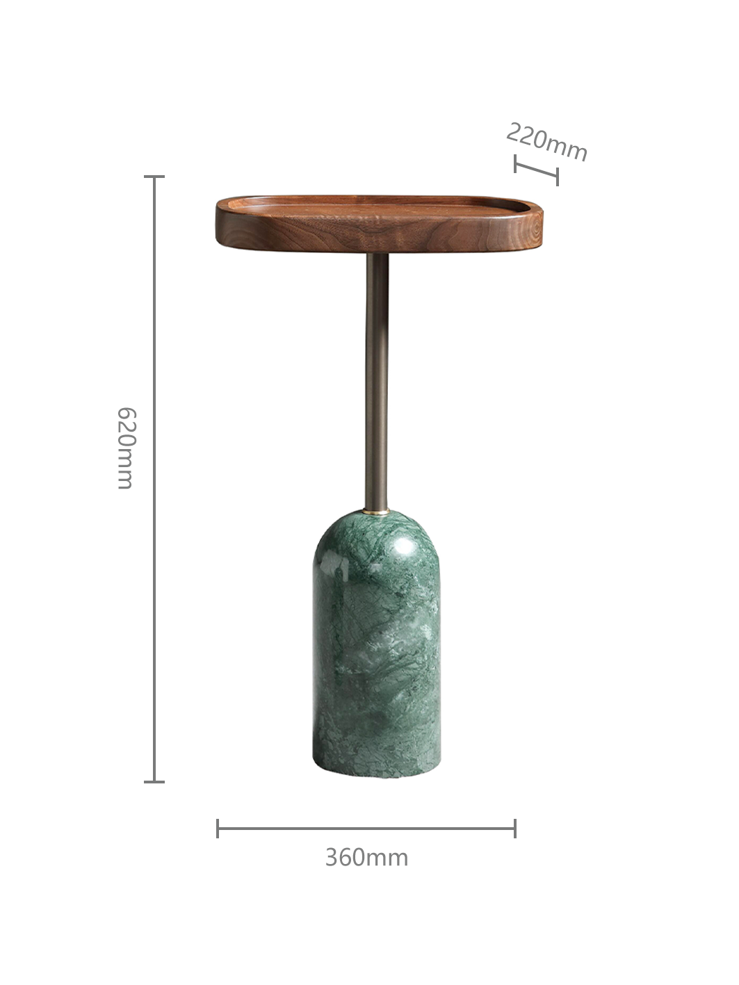 KORE Solid Black Walnut Nest of 3 Side Tables with Marble Bases