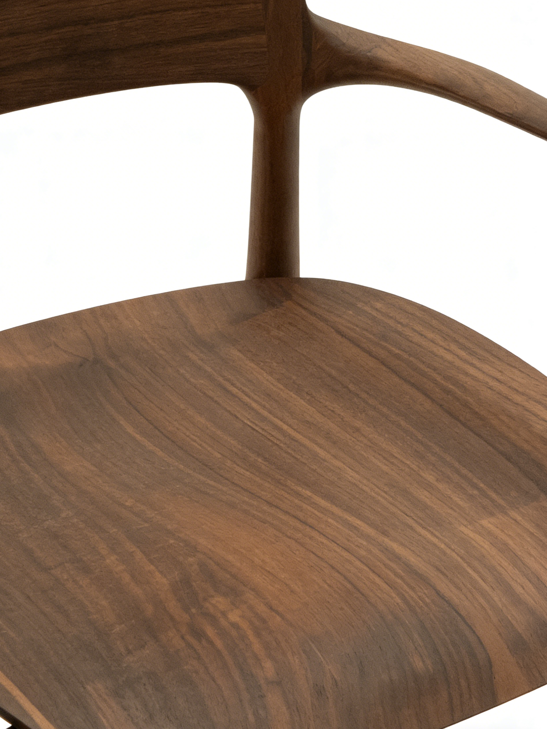 LENA Designer Solid Black Walnut Dining Chair with Armrests