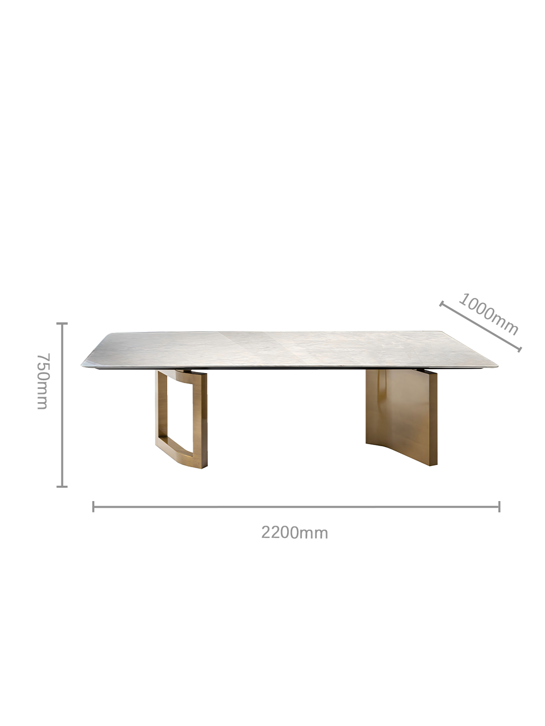 NARSI Natural Marble Dining Table with Fingerprint-Resistant Stainless Steel Leg