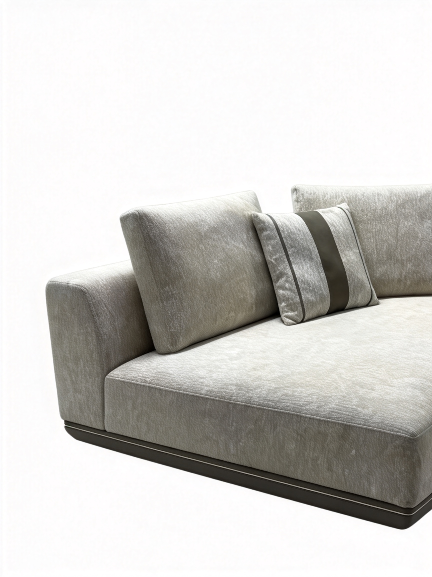 EVELLE Chenille Modular Sofa with Saddle Leather Side Table