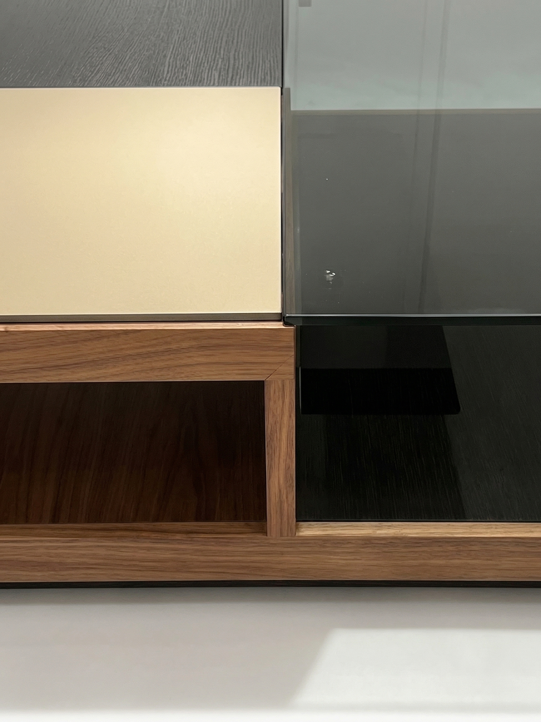 Havenwood Geometric Glass & Saddle Leather Coffee Table