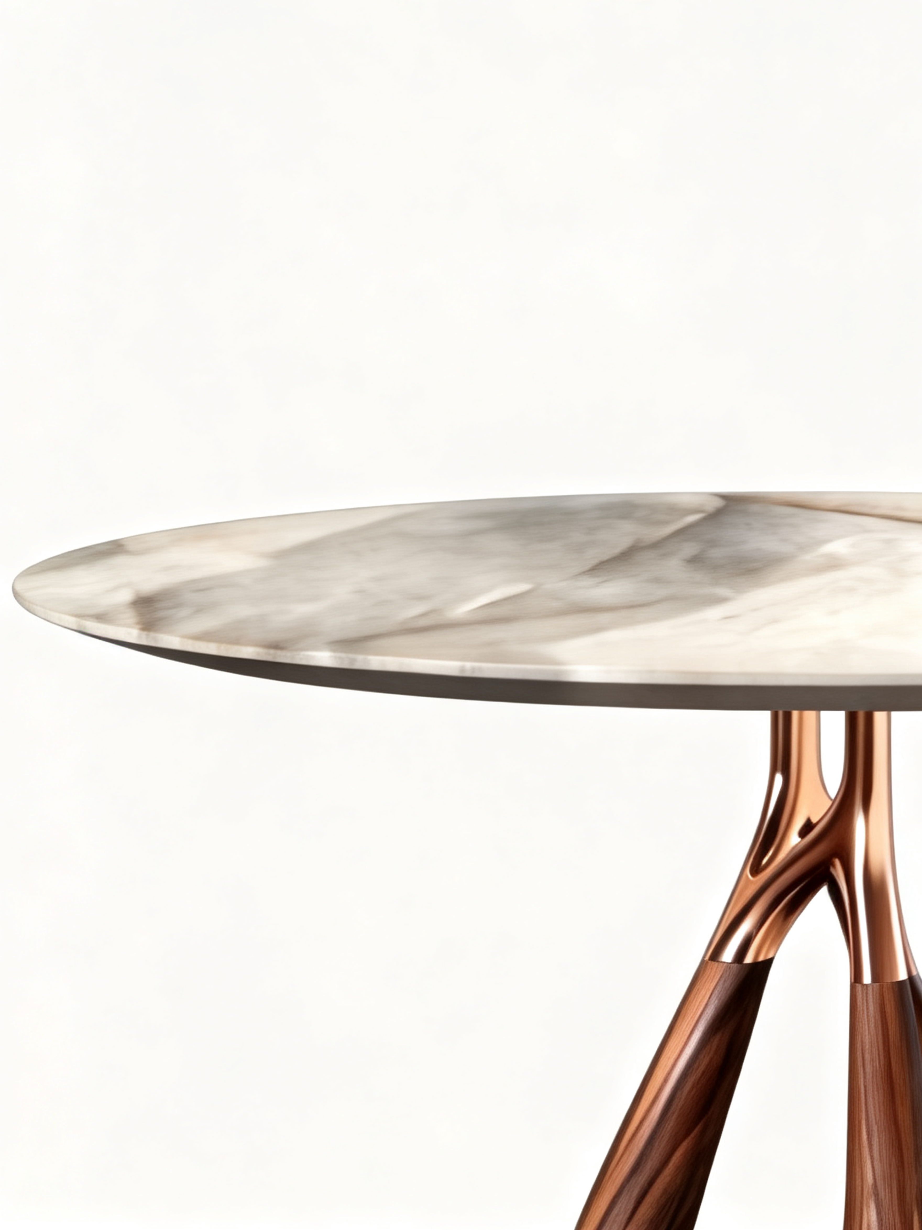 RHEA Marble & Walnut Sculptural Dining Table