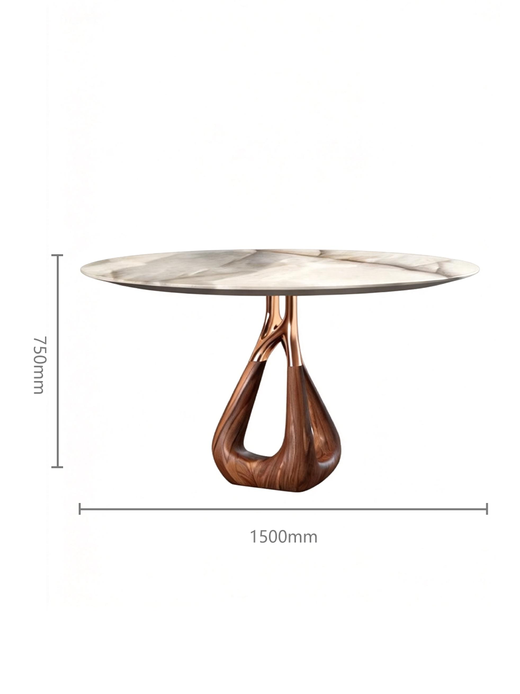 RHEA Marble & Walnut Sculptural Dining Table