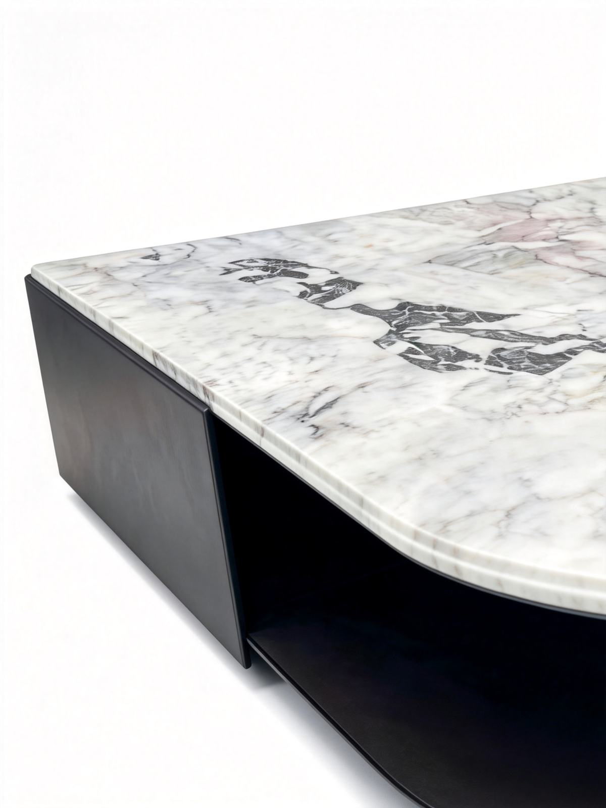 Veyra Contemporary Marble Coffee Table with Leather Base