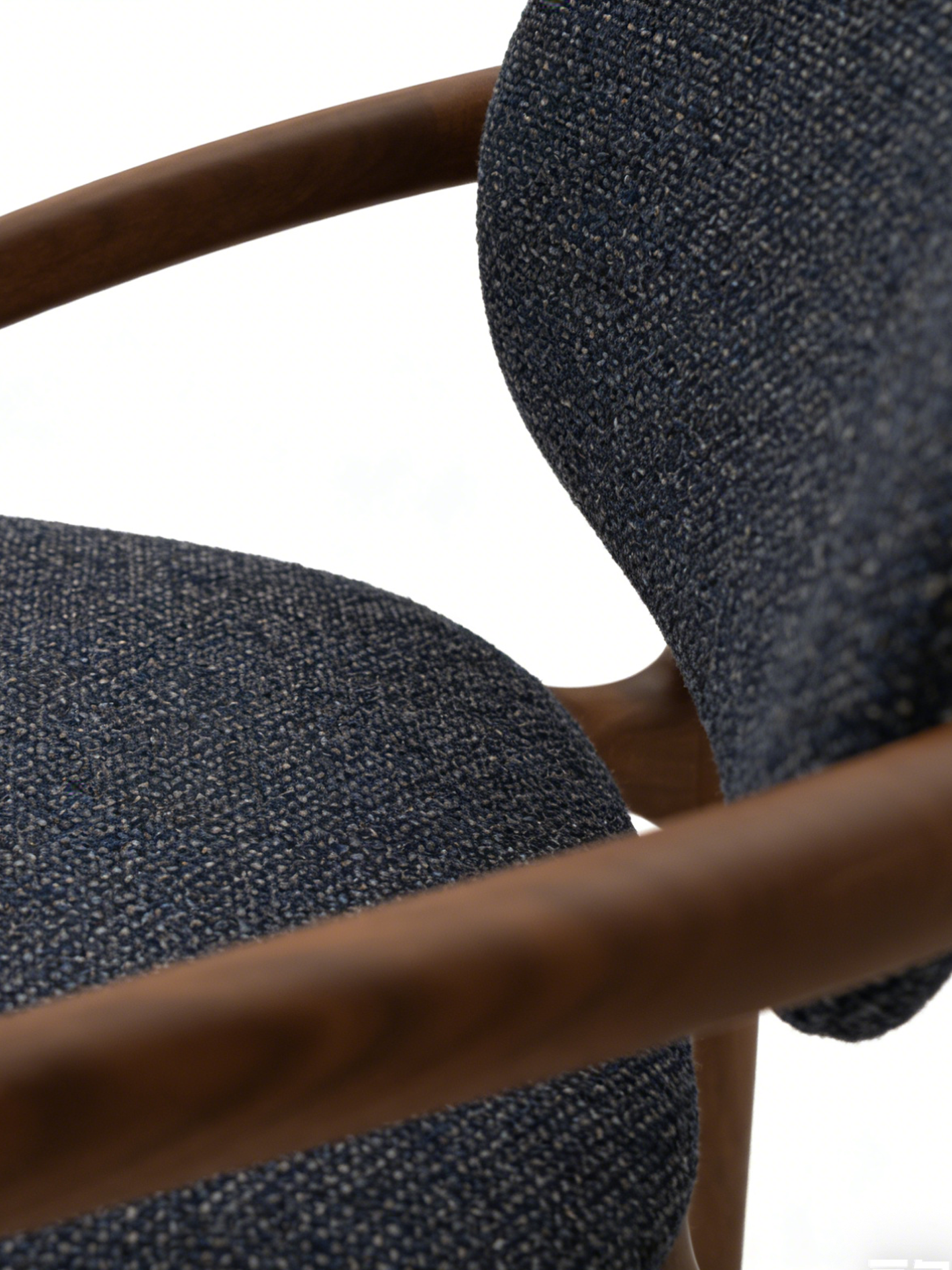 RONDA Black Walnut Fabric Dining Chair with Armrests