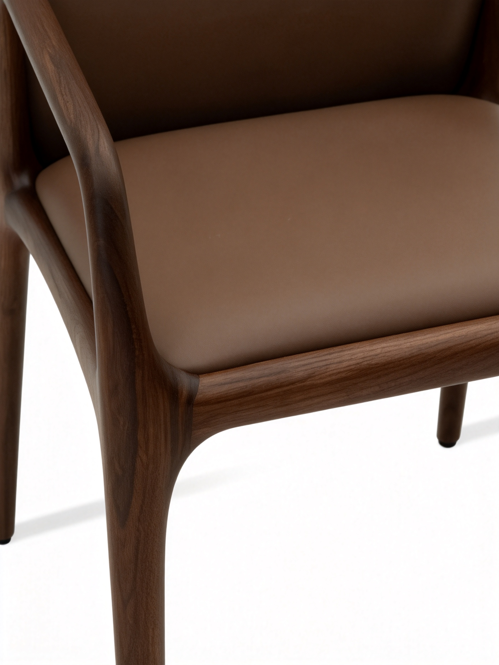 DANTE Black Walnut Vegan Leather Dining Chair with Armrests
