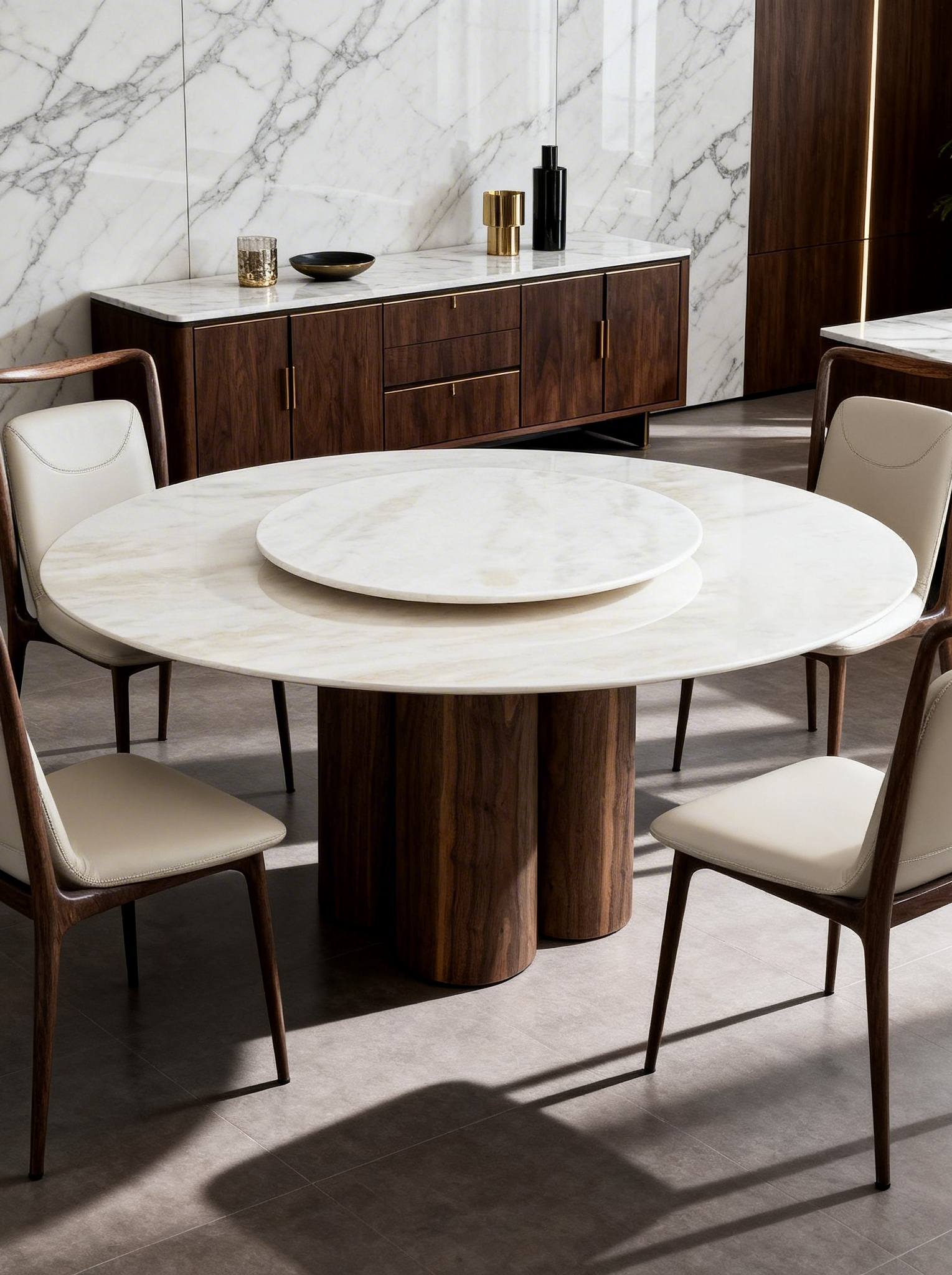 Luca Grey Vein Marble Round Dining Table
