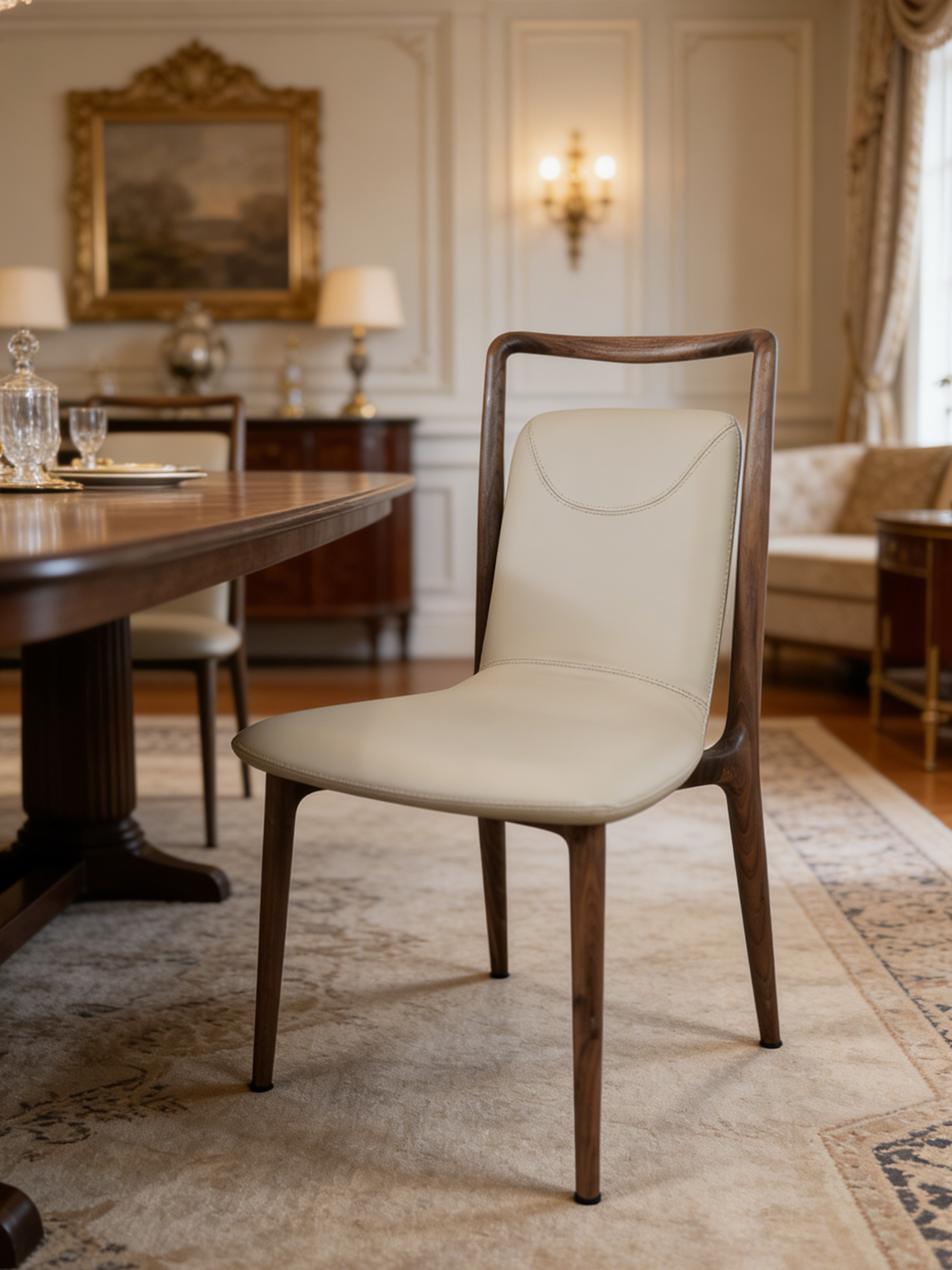 FINO Black Walnut Vegan Leather Dining Chair