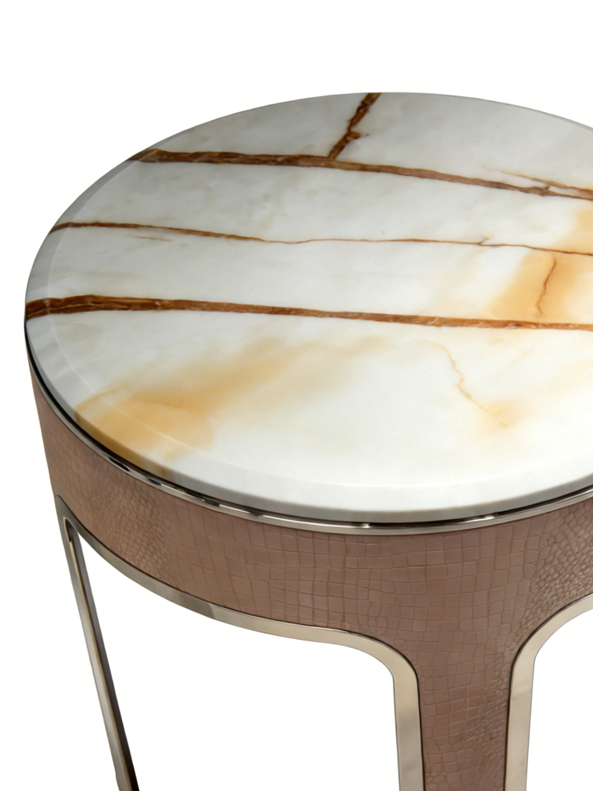 Veil Marble Coffee Table Set of 2 with Saddle Leather Base