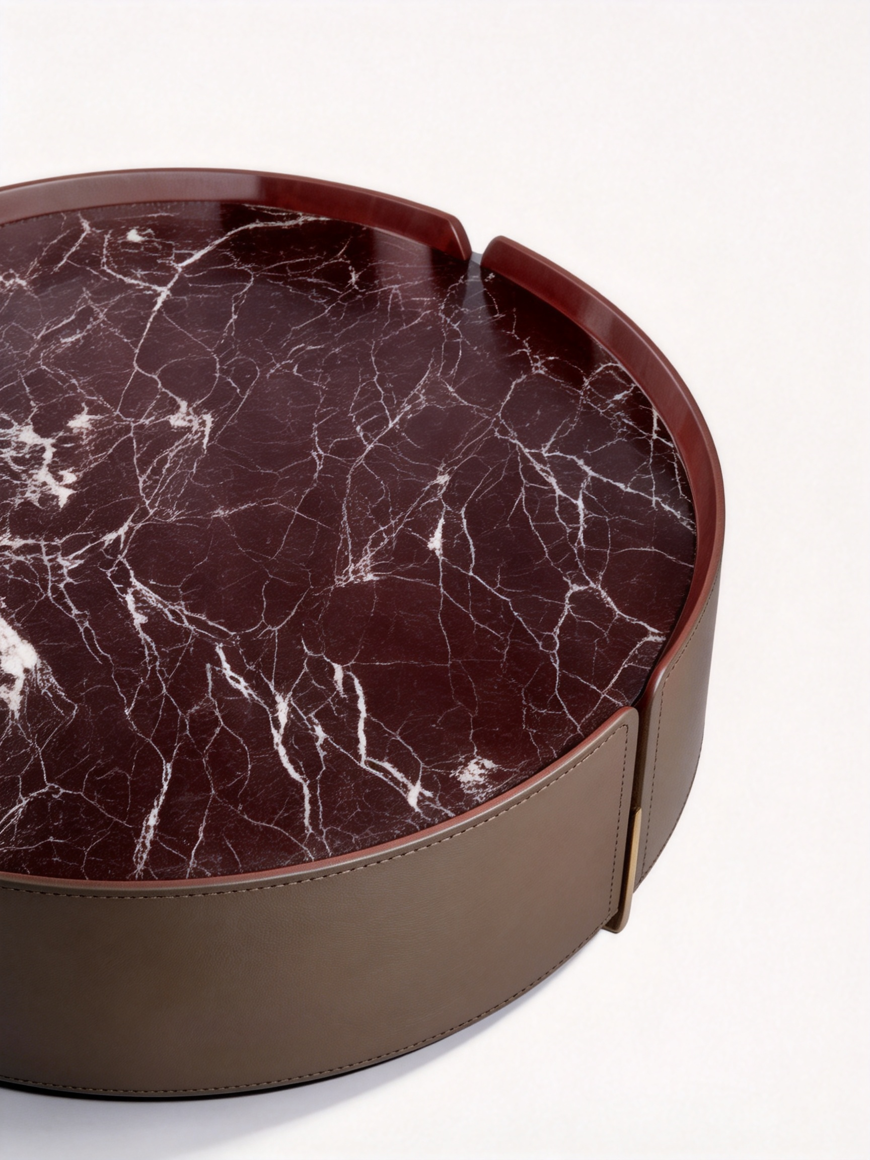 VIOLA Marble & Saddle Leather Round Coffee Table