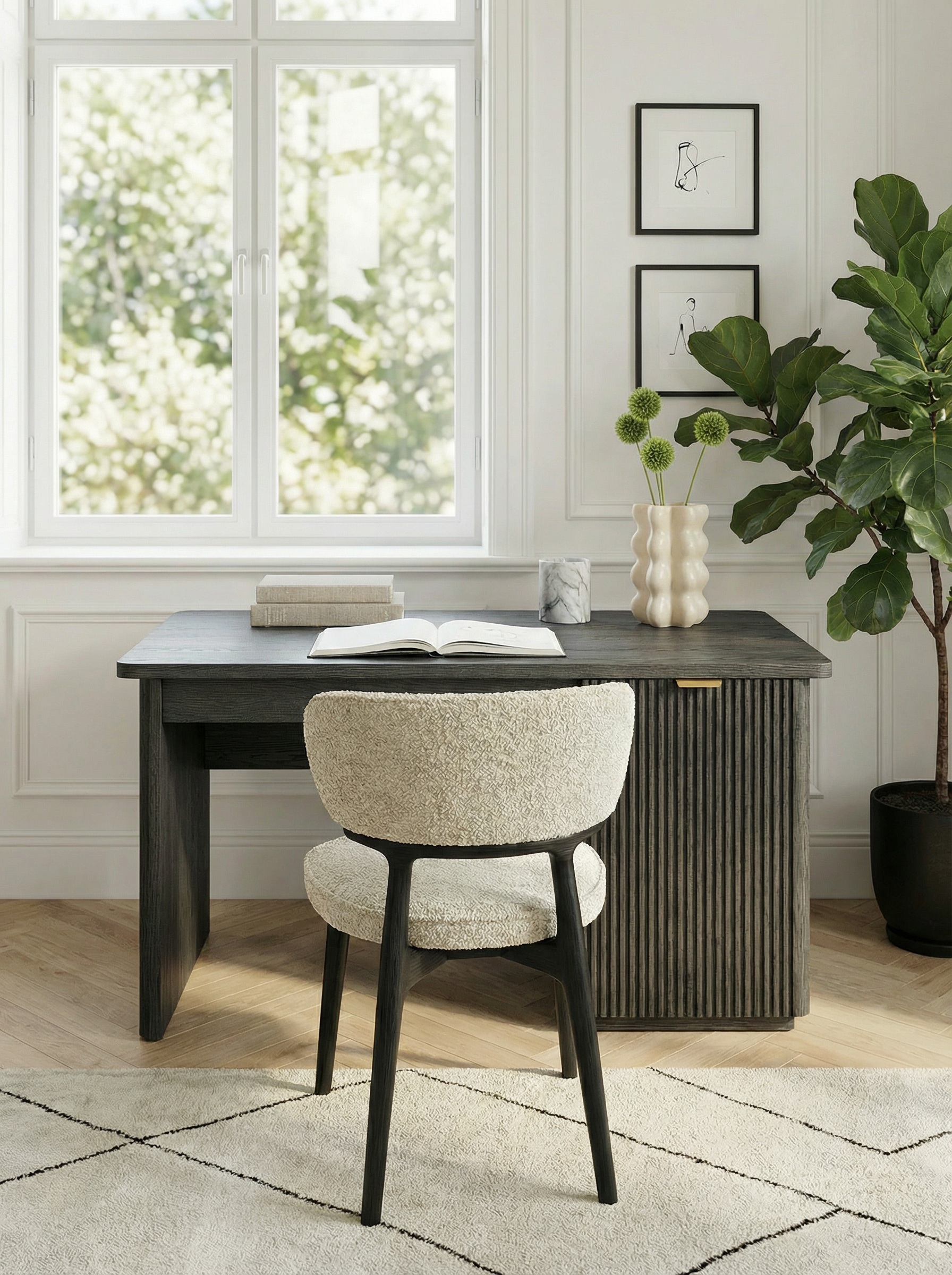 LUCCA Ash Wood Chenille Chair