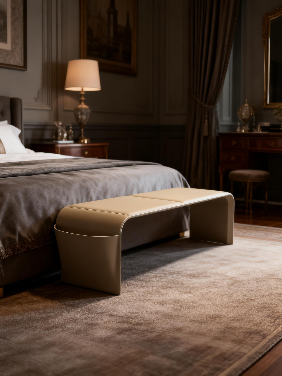 ARC Saddle Leather End-of-Bed Bench