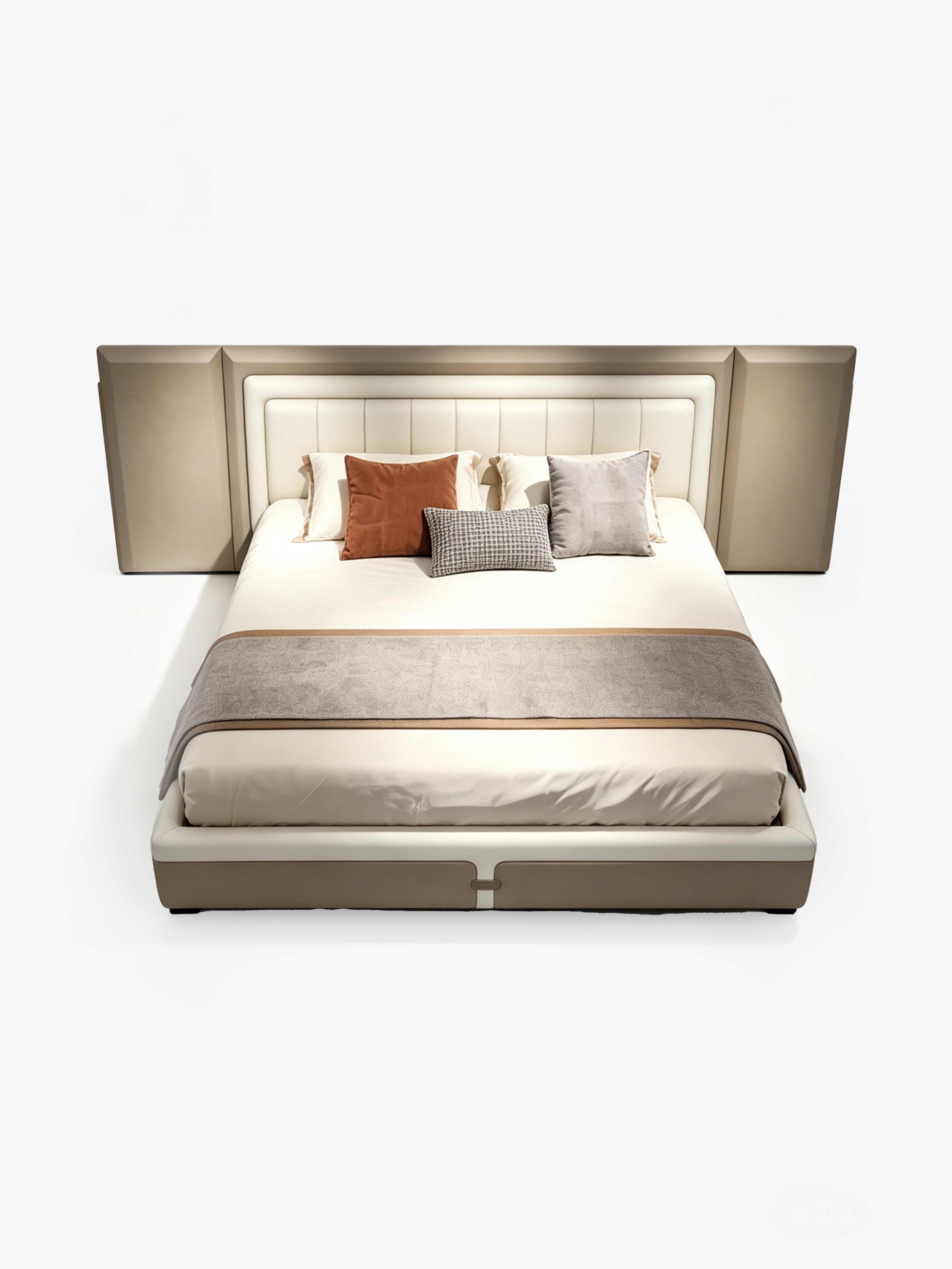 Deco Luxury Genuine Leather & Solid Wood Bed
