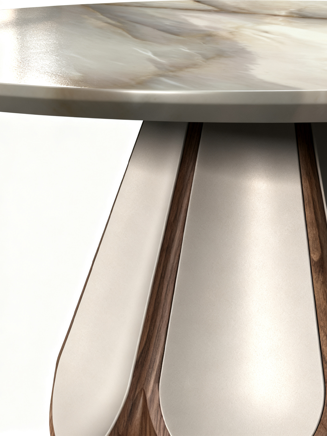 ODETTE Solid Catalpa Wood & Saddle Leather Round Dining Table