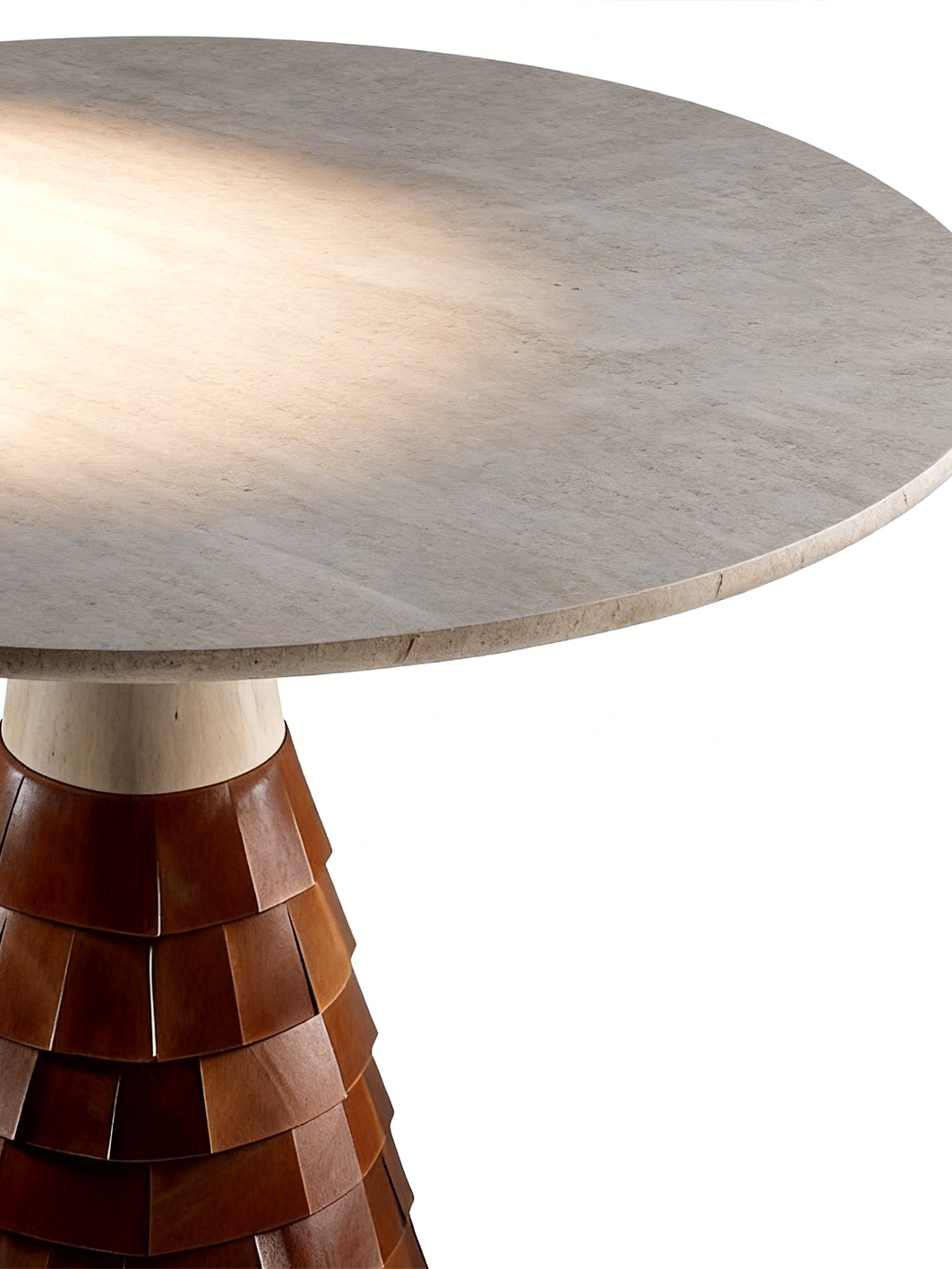 Selene Marble & Saddle Leather Round Dining Table