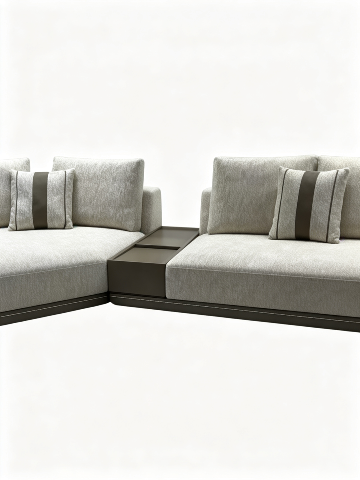 EVELLE Chenille Modular Sofa with Saddle Leather Side Table