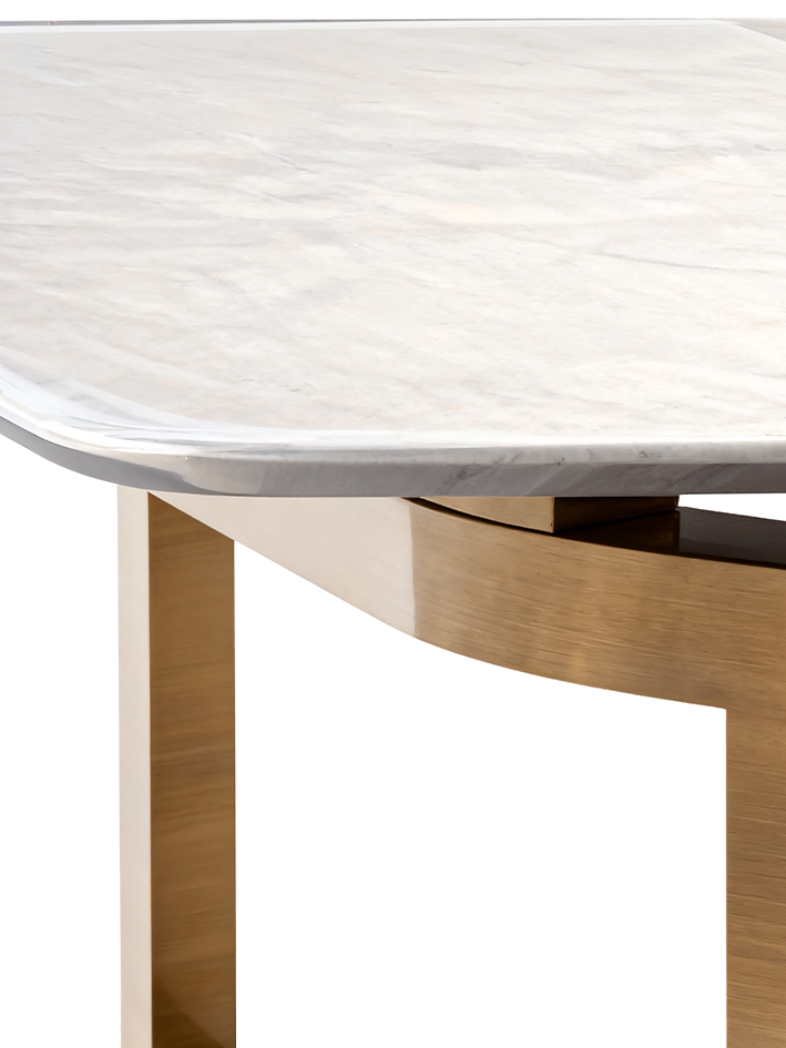 NARSI Natural Marble Dining Table with Fingerprint-Resistant Stainless Steel Leg
