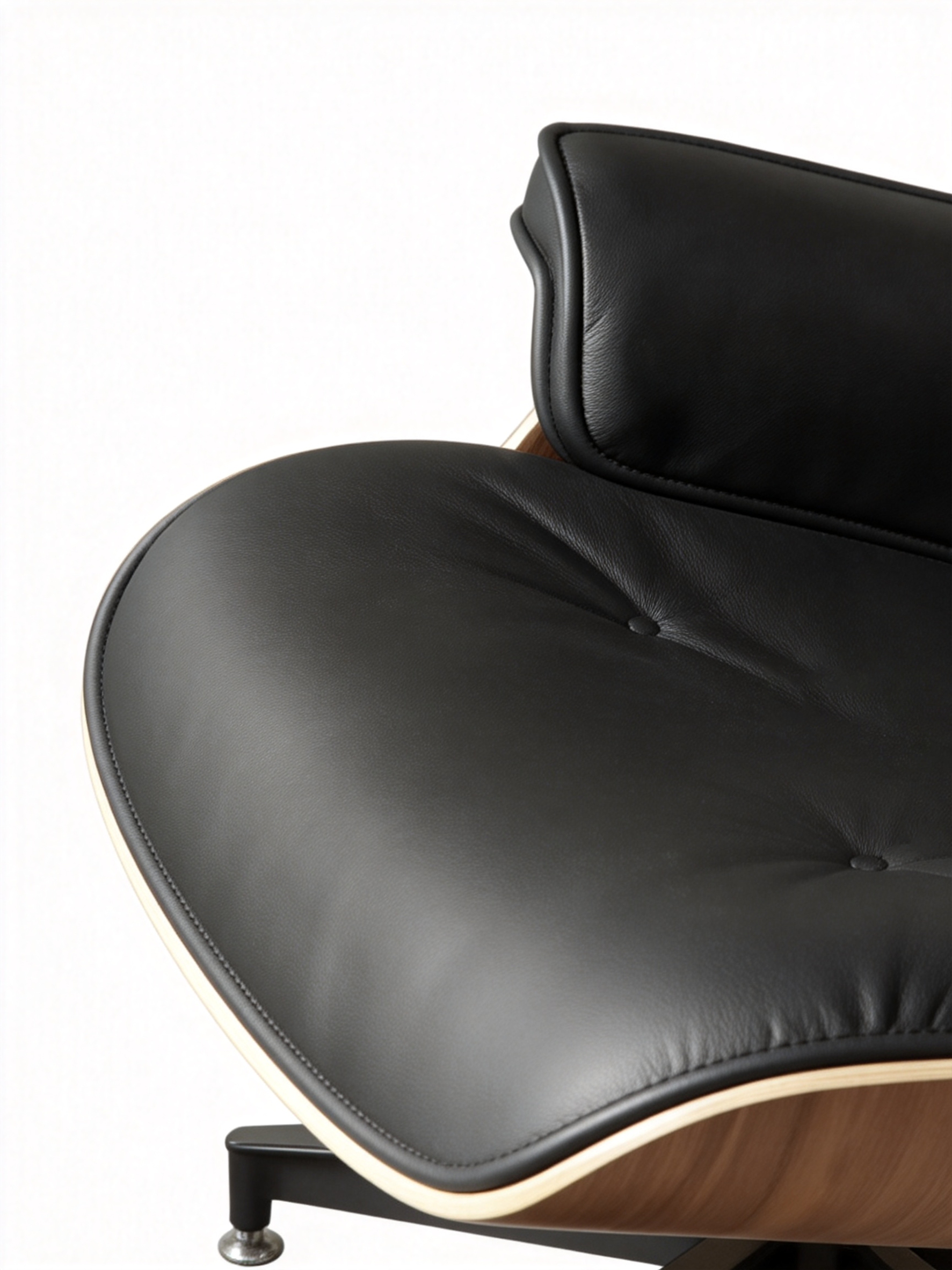 HAVEN Walnut Veneer Leather Lounge Chair & Ottoman