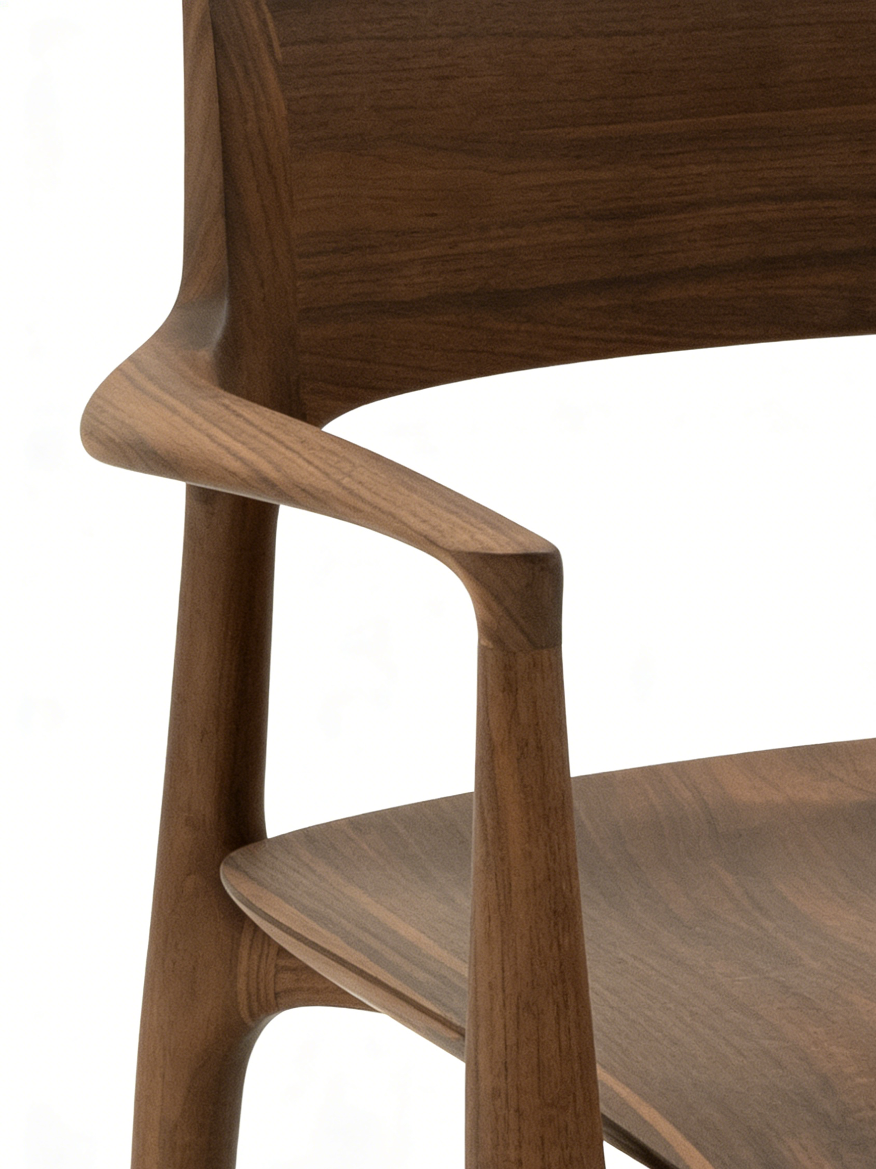 LENA Designer Solid Black Walnut Dining Chair with Armrests