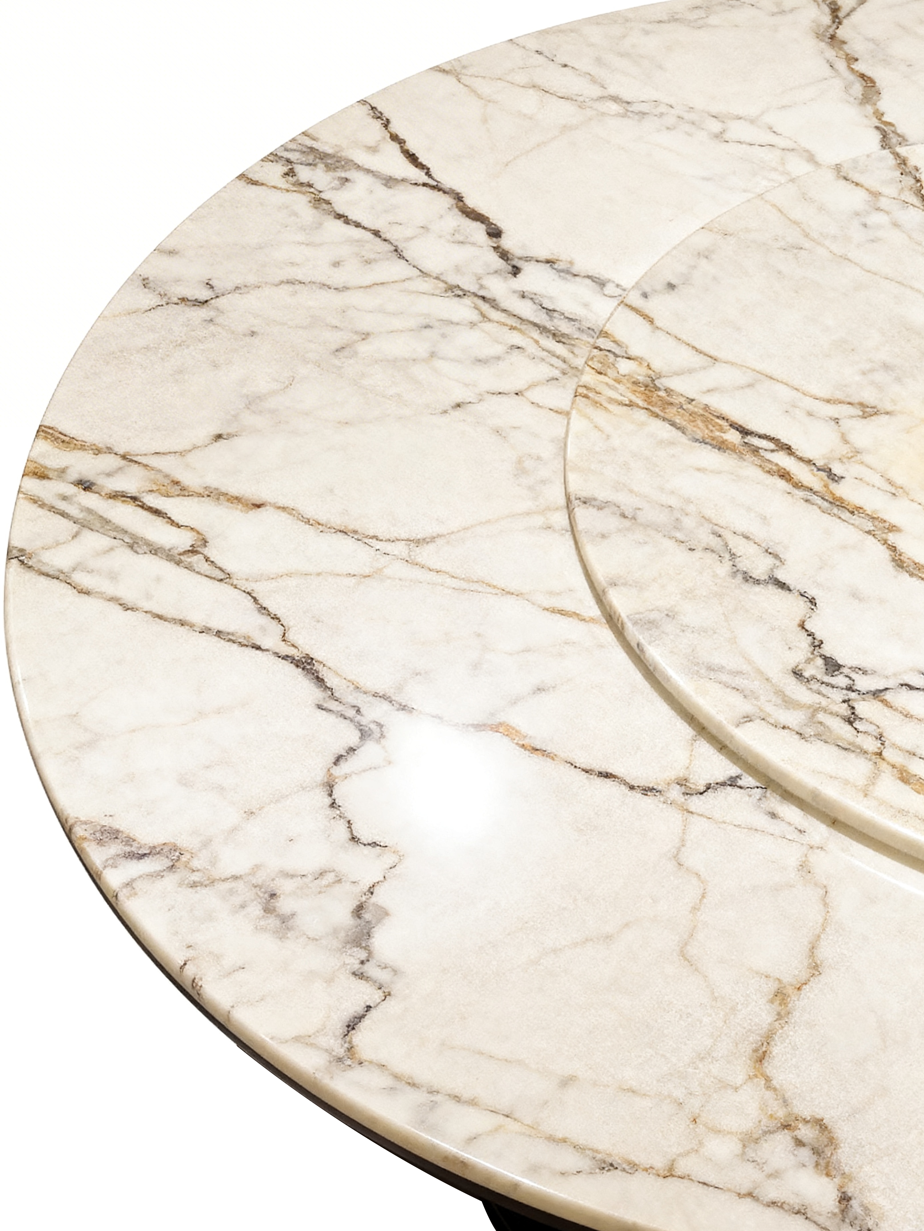 Aurora Calacatta Gold Marble Round Dining Table with Electric Lift Turntable