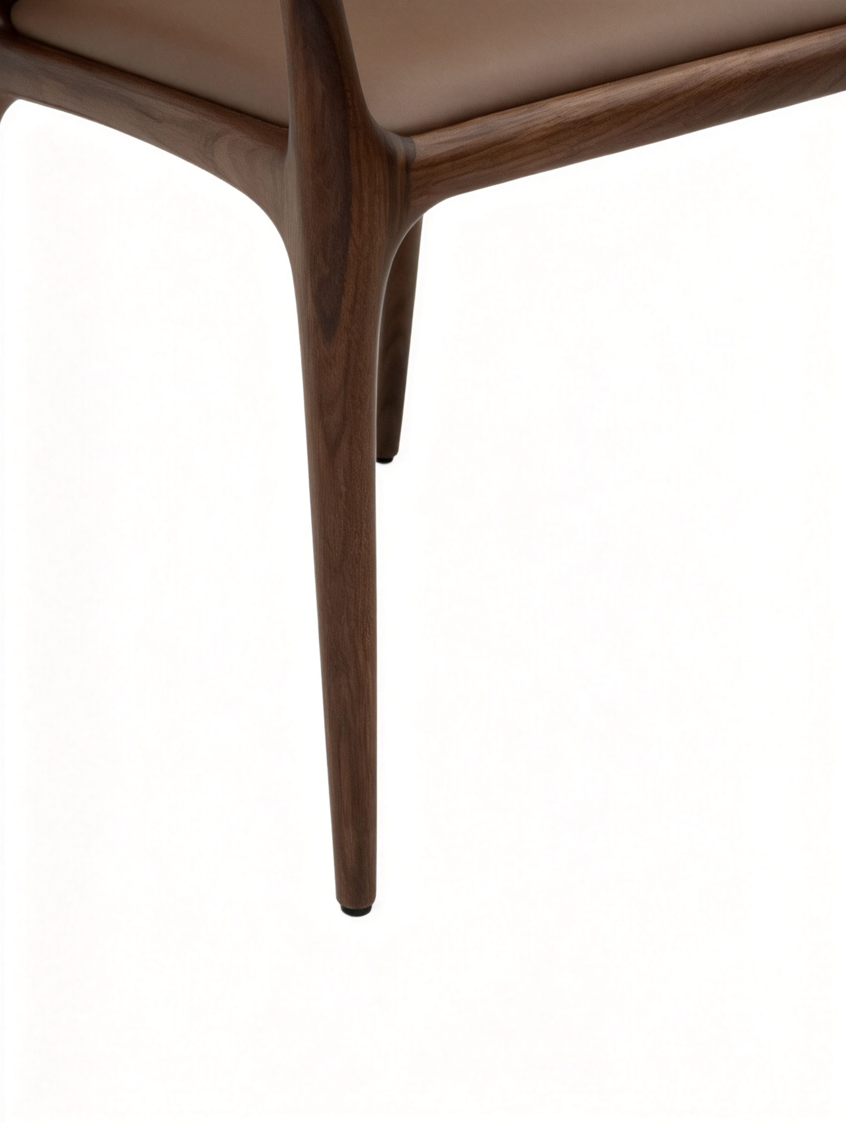DANTE Black Walnut Vegan Leather Dining Chair with Armrests